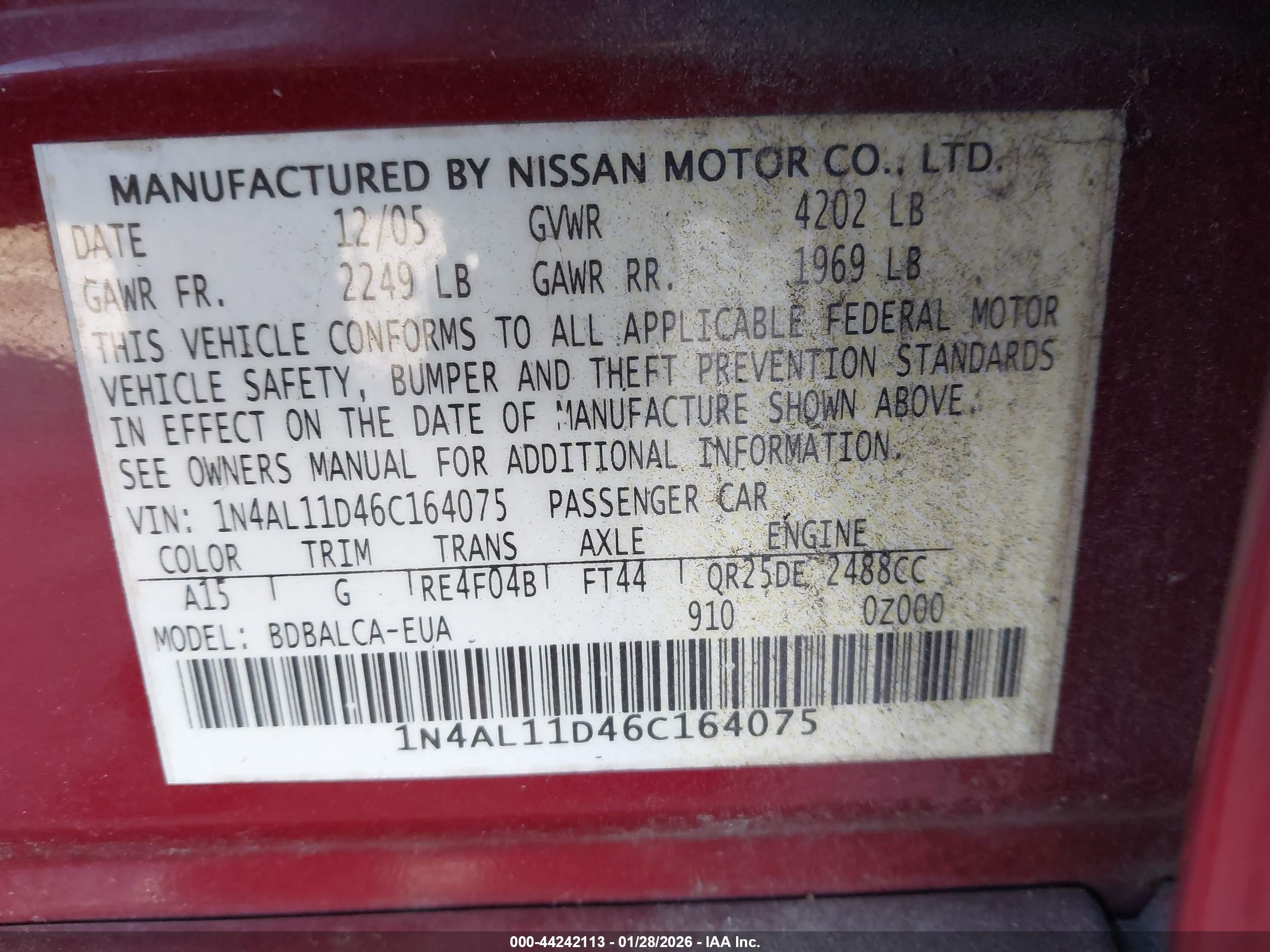 NISSAN ALTIMA image 9