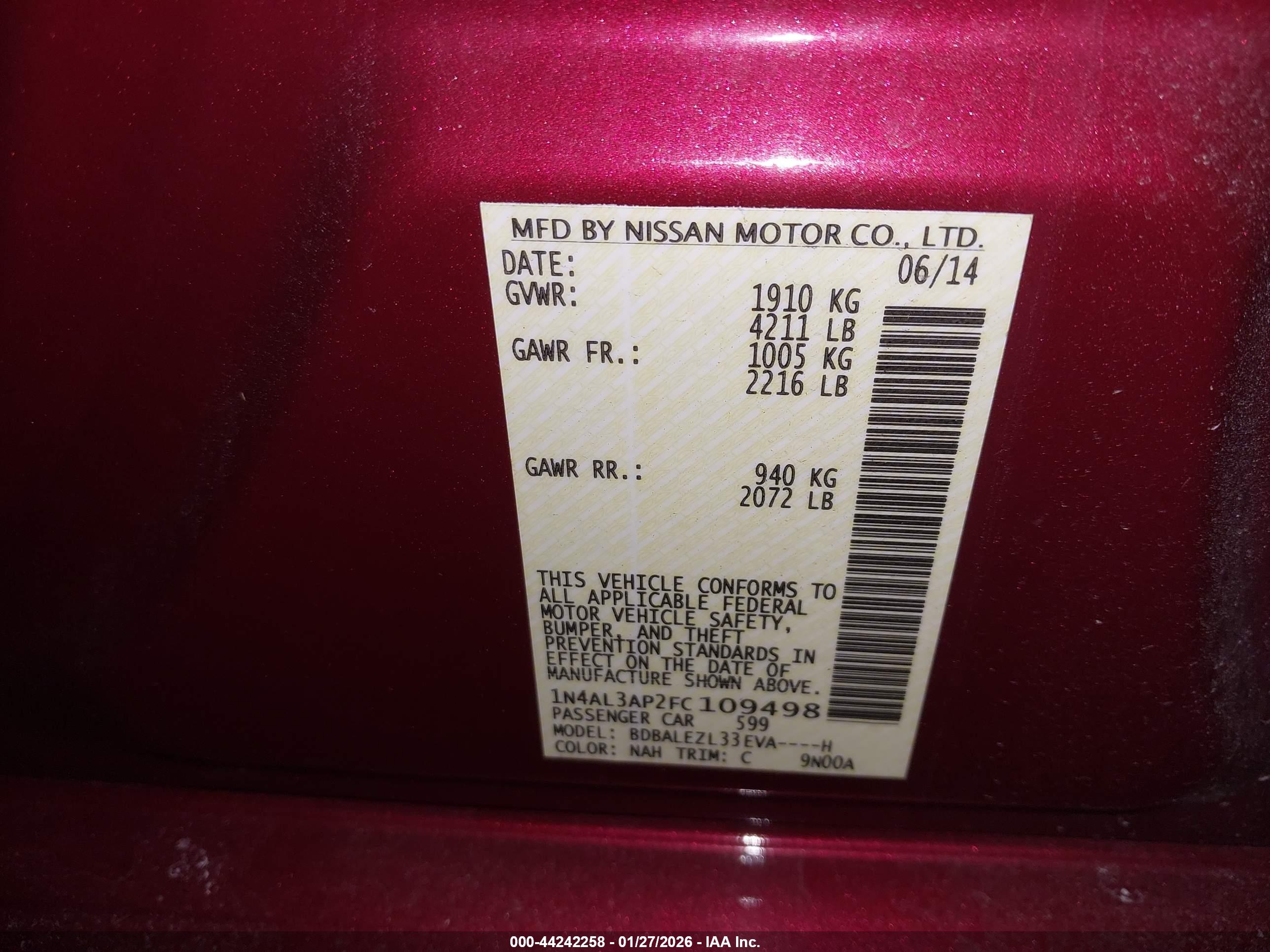 NISSAN ALTIMA image 9
