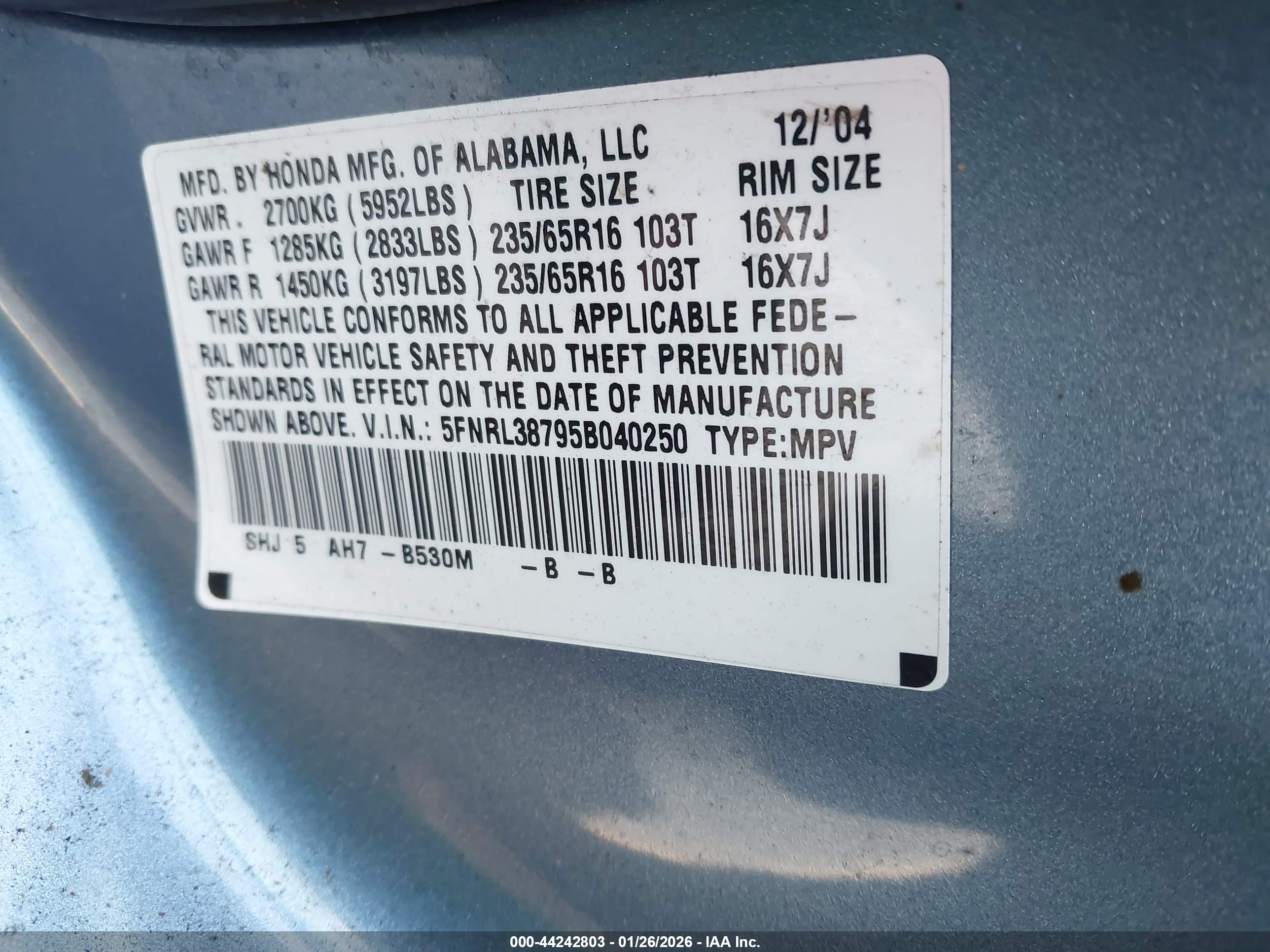 HONDA ODYSSEY image 9