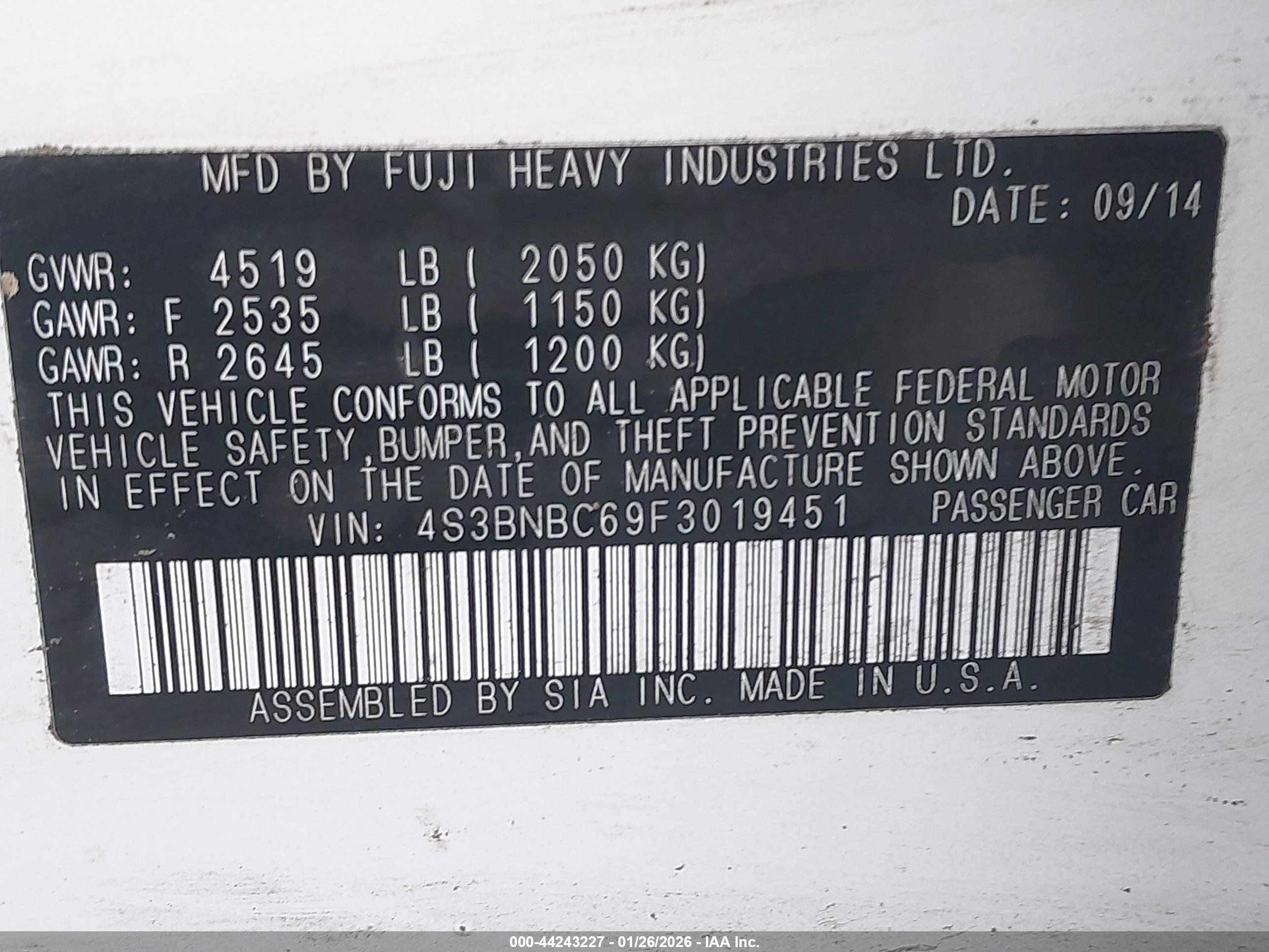SUBARU LEGACY image 9