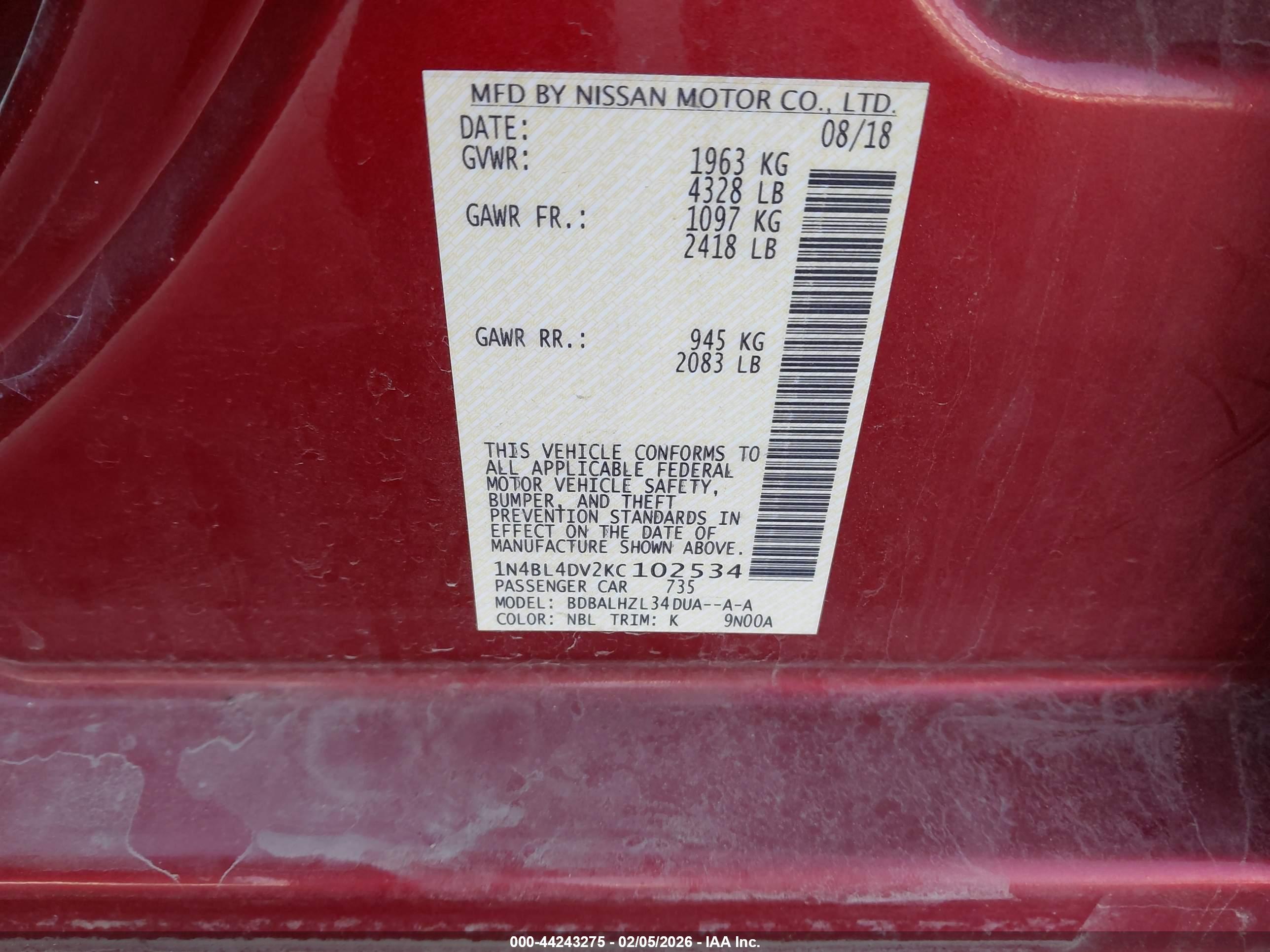 NISSAN ALTIMA image 9