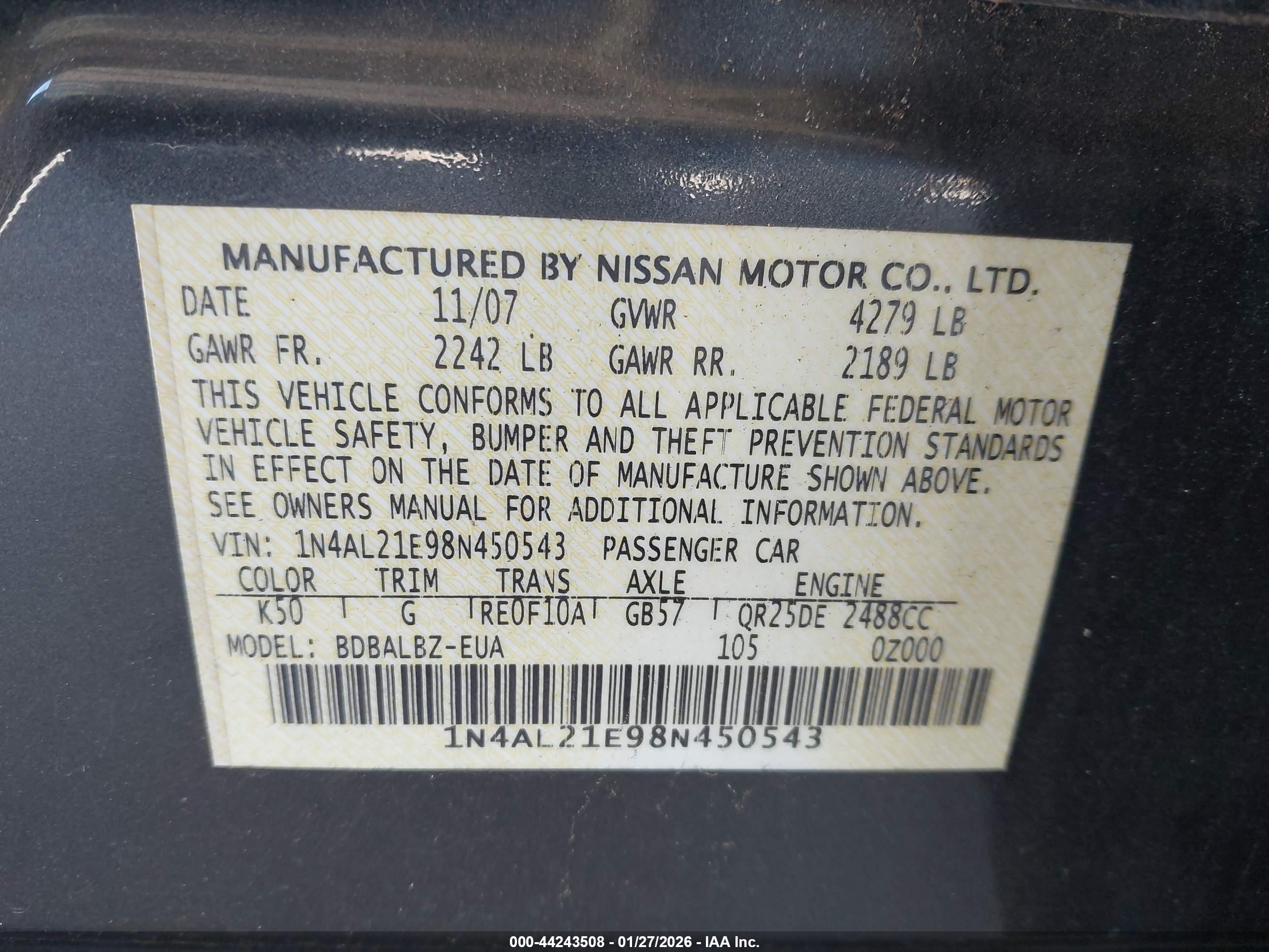 NISSAN ALTIMA image 9