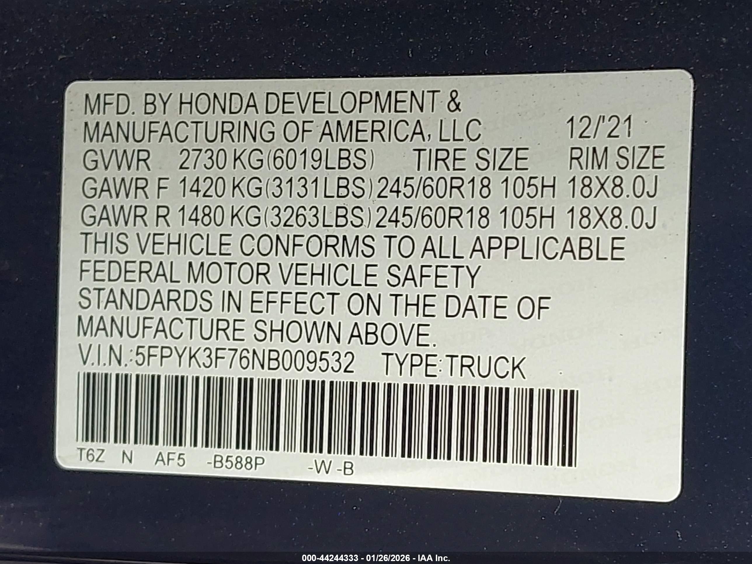 HONDA RIDGELINE image 9