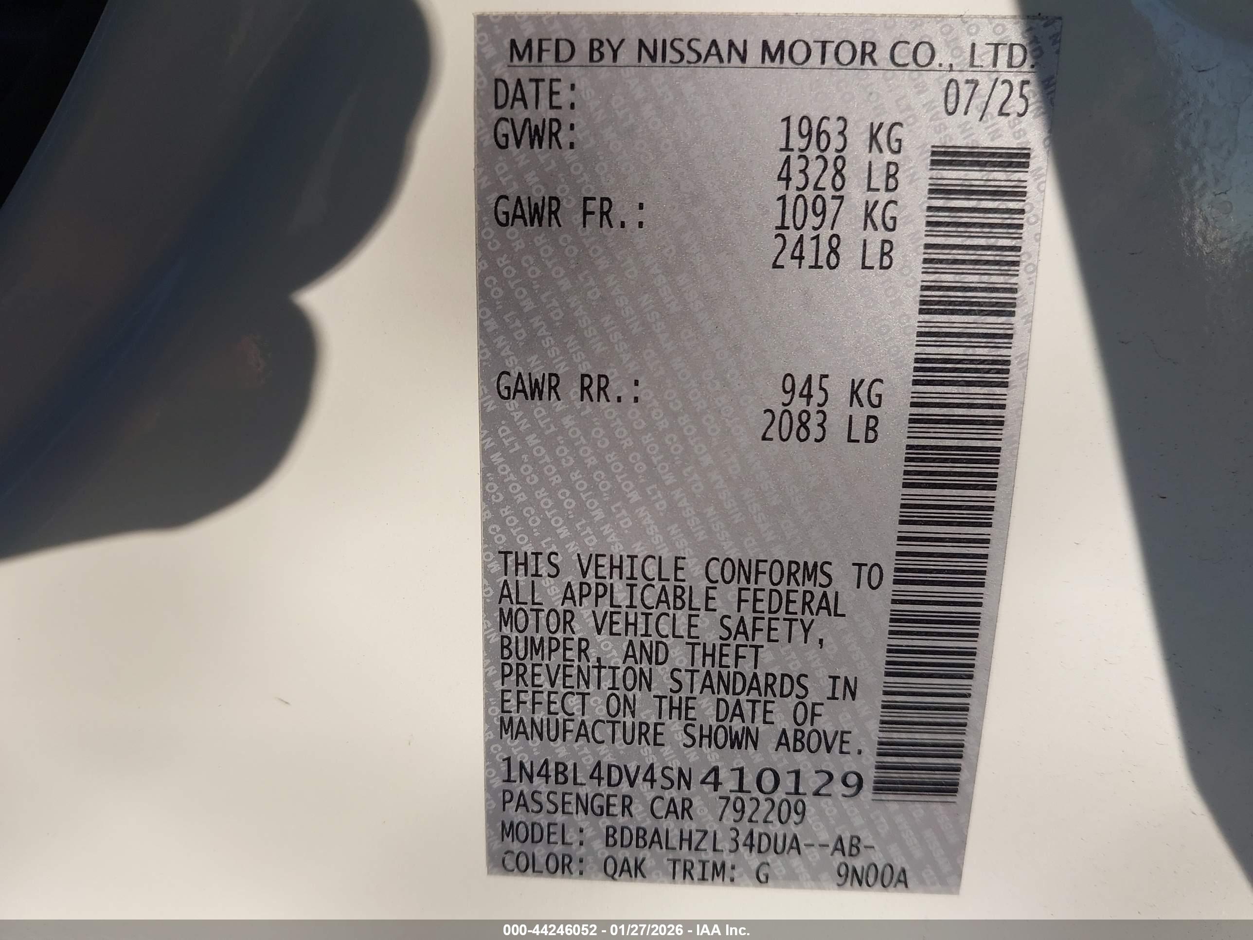 NISSAN ALTIMA image 9
