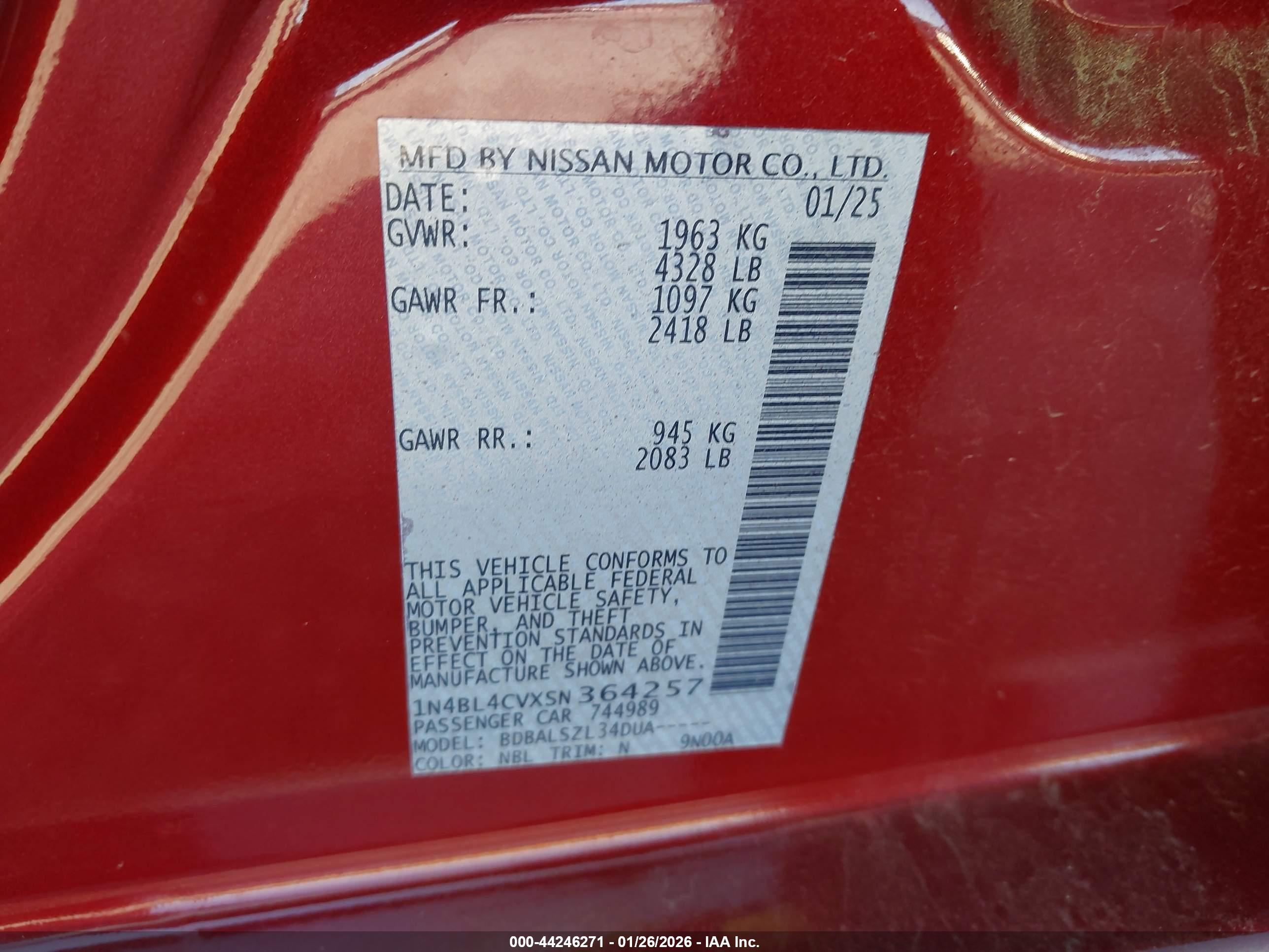 NISSAN ALTIMA image 9