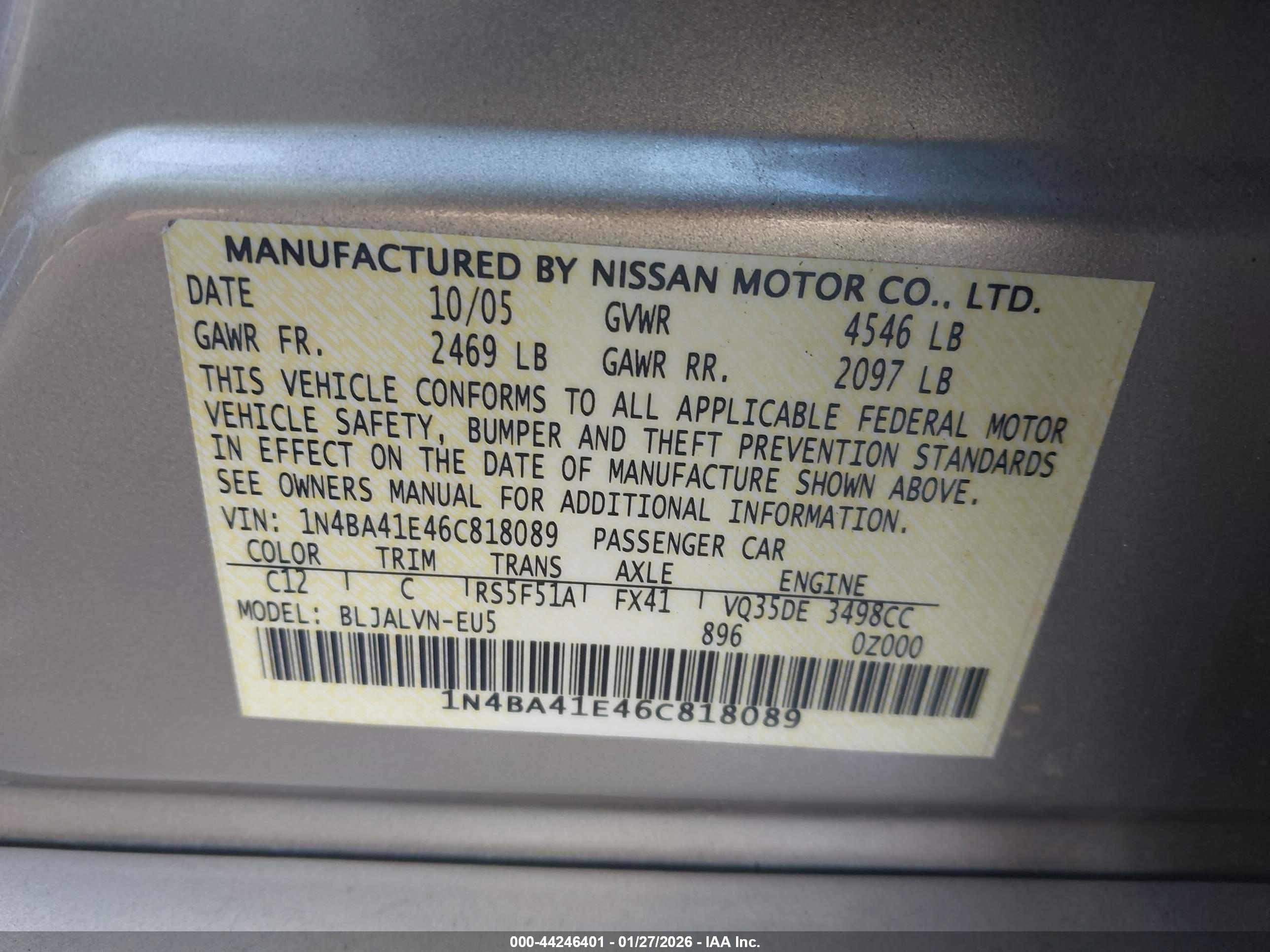 NISSAN MAXIMA image 9