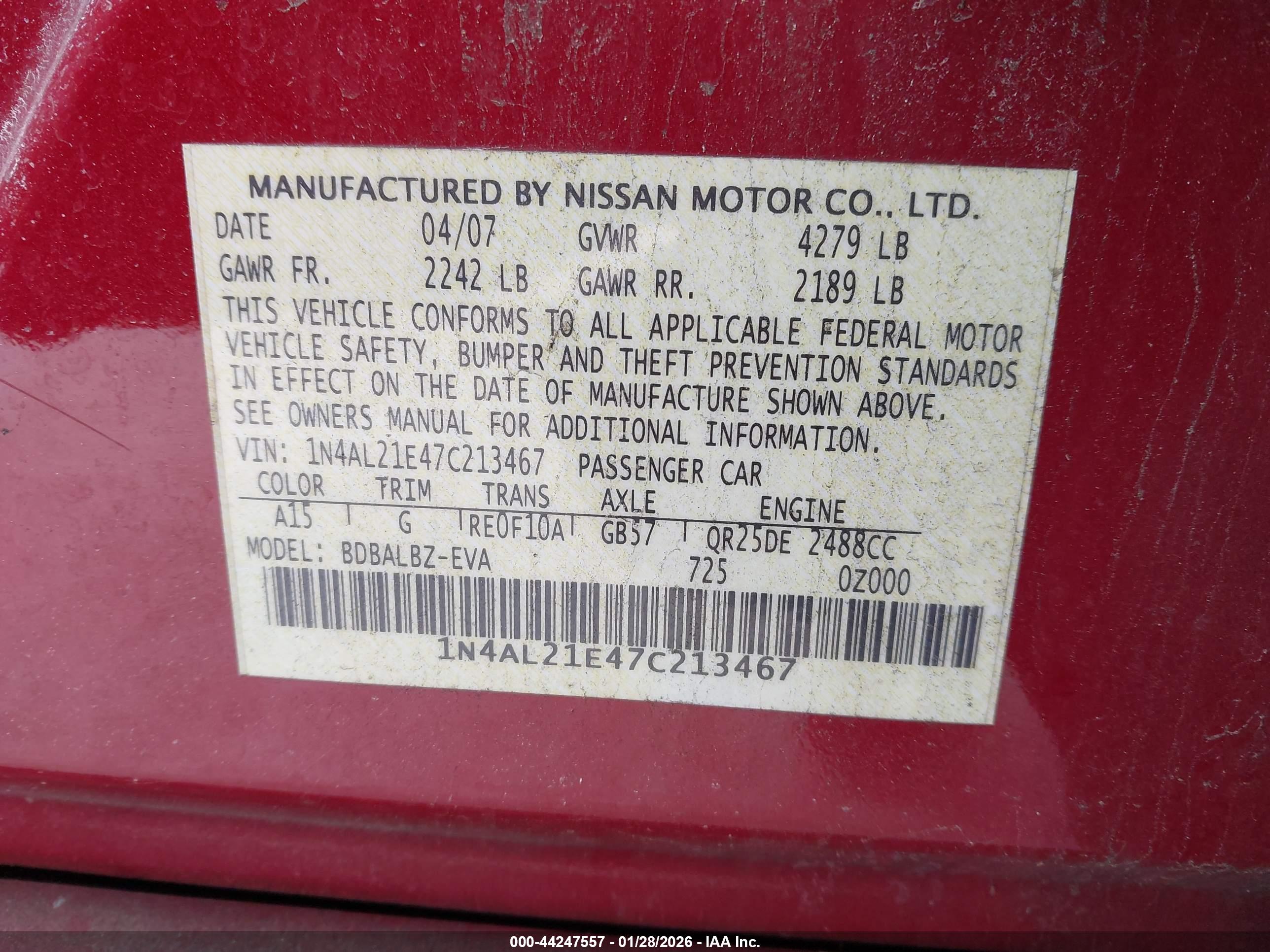 NISSAN ALTIMA image 9