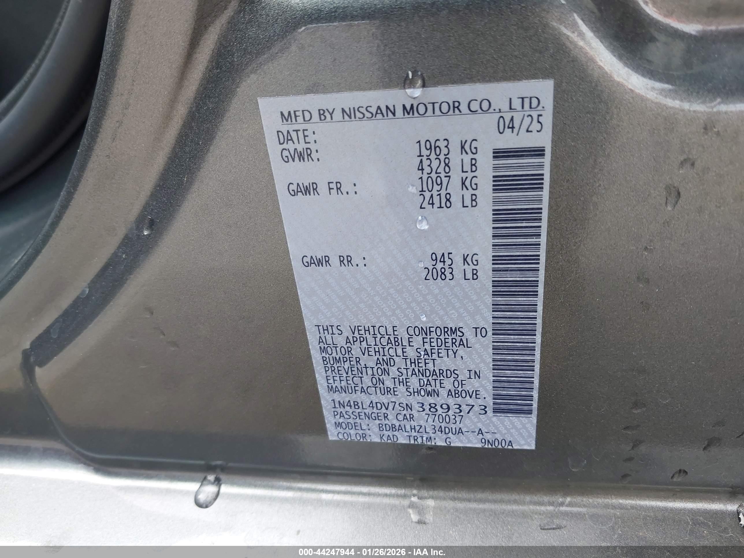 NISSAN ALTIMA image 9