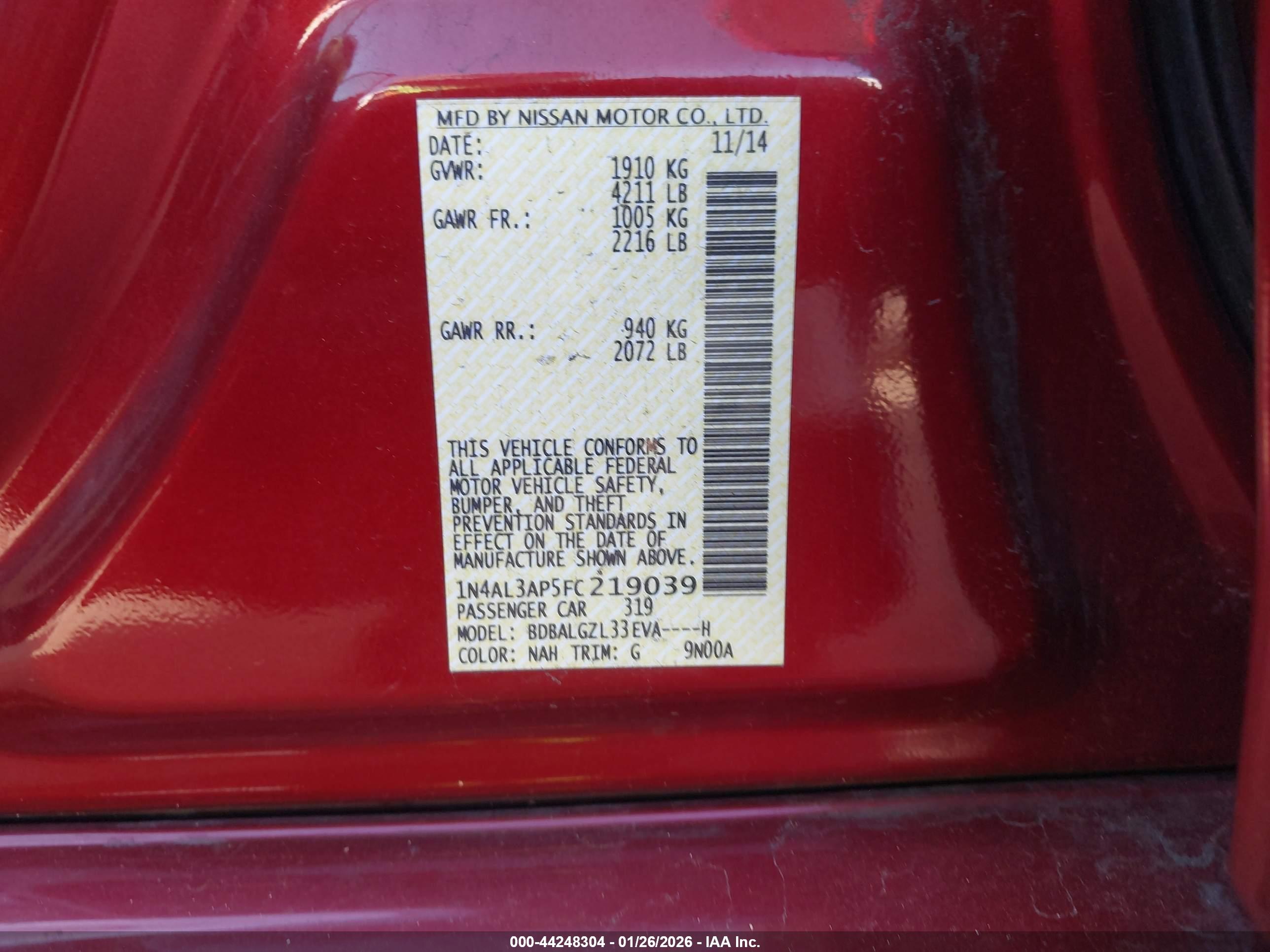 NISSAN ALTIMA image 9