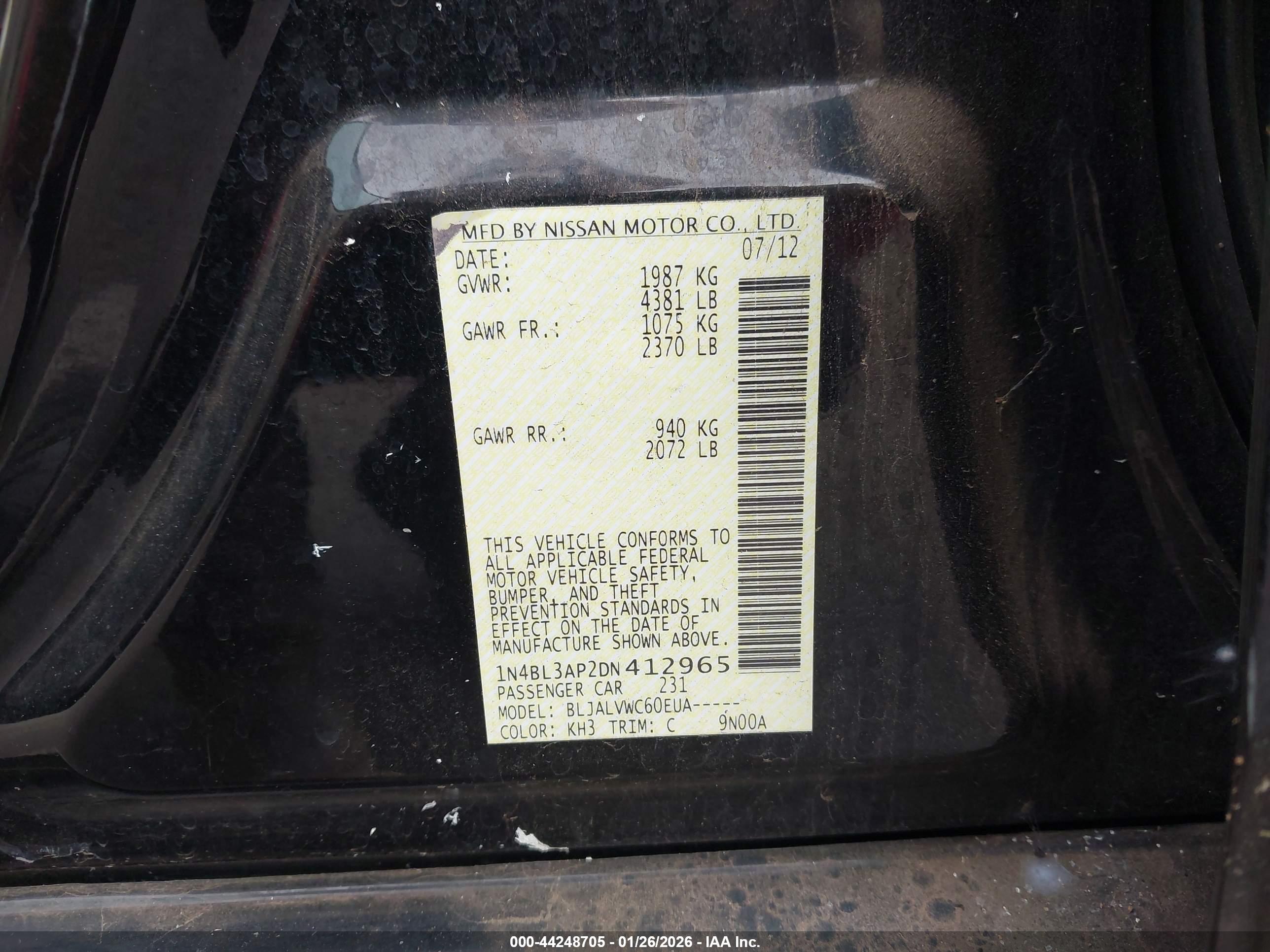 NISSAN ALTIMA image 9