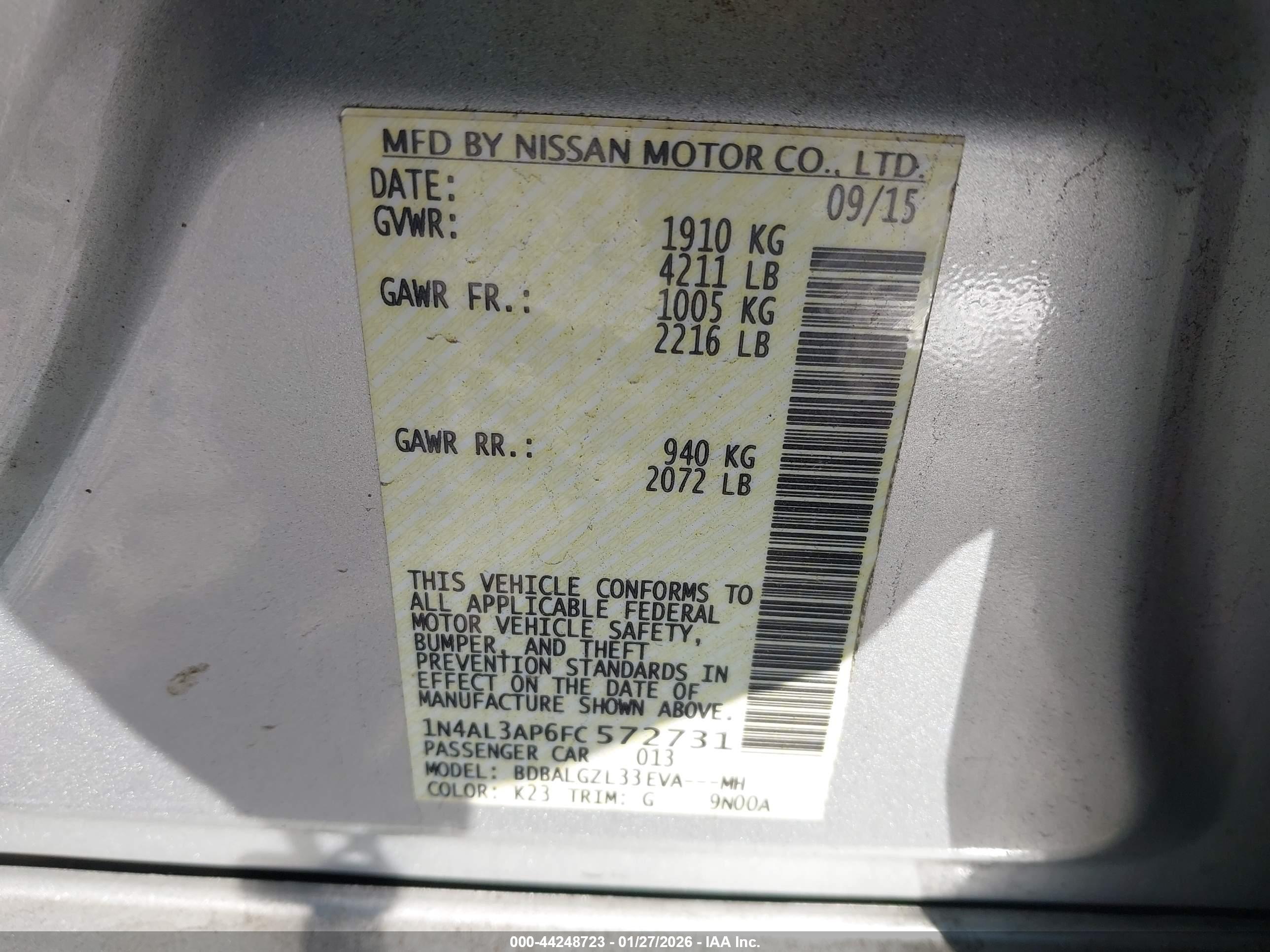 NISSAN ALTIMA image 9