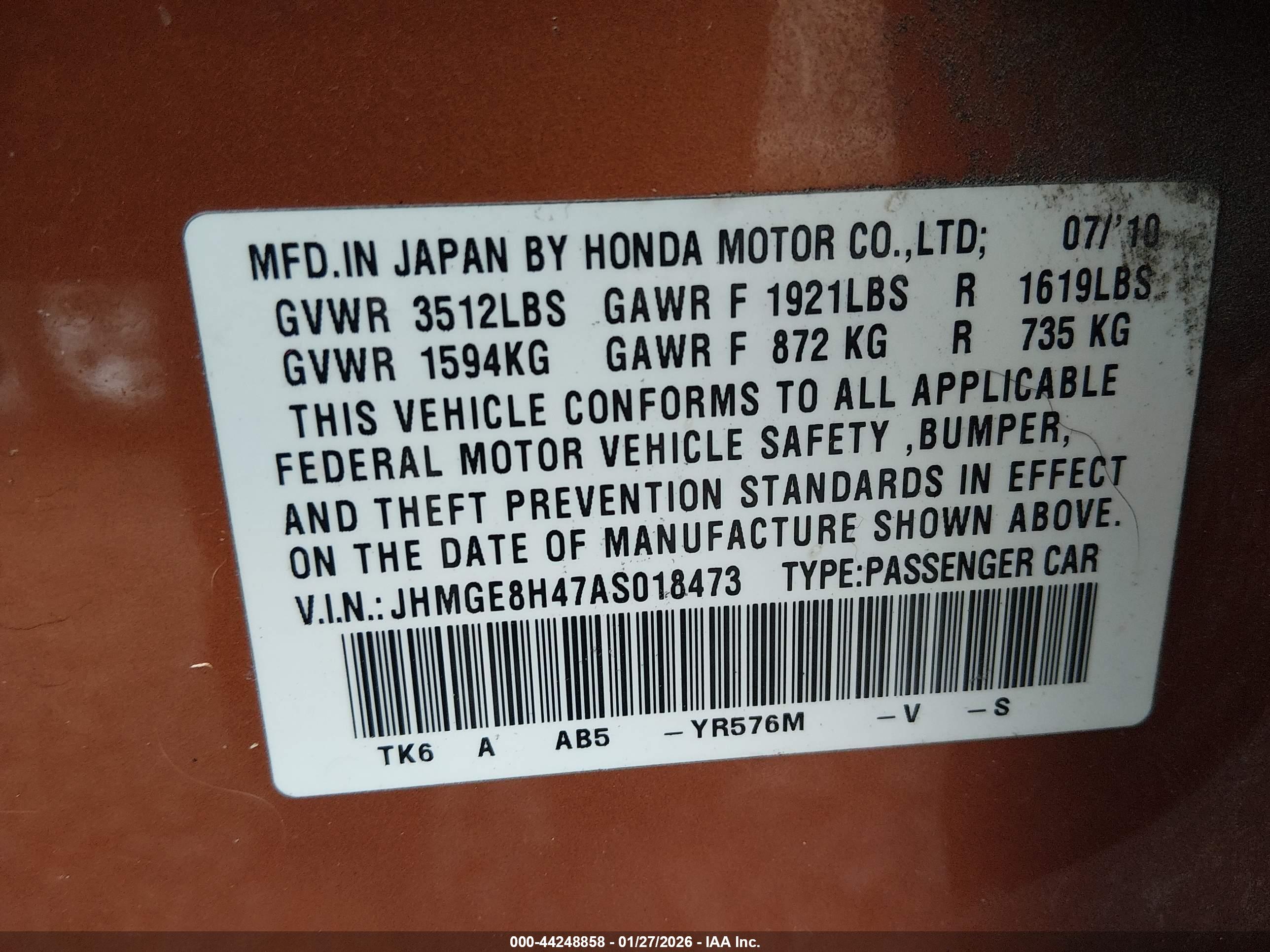 HONDA FIT image 9
