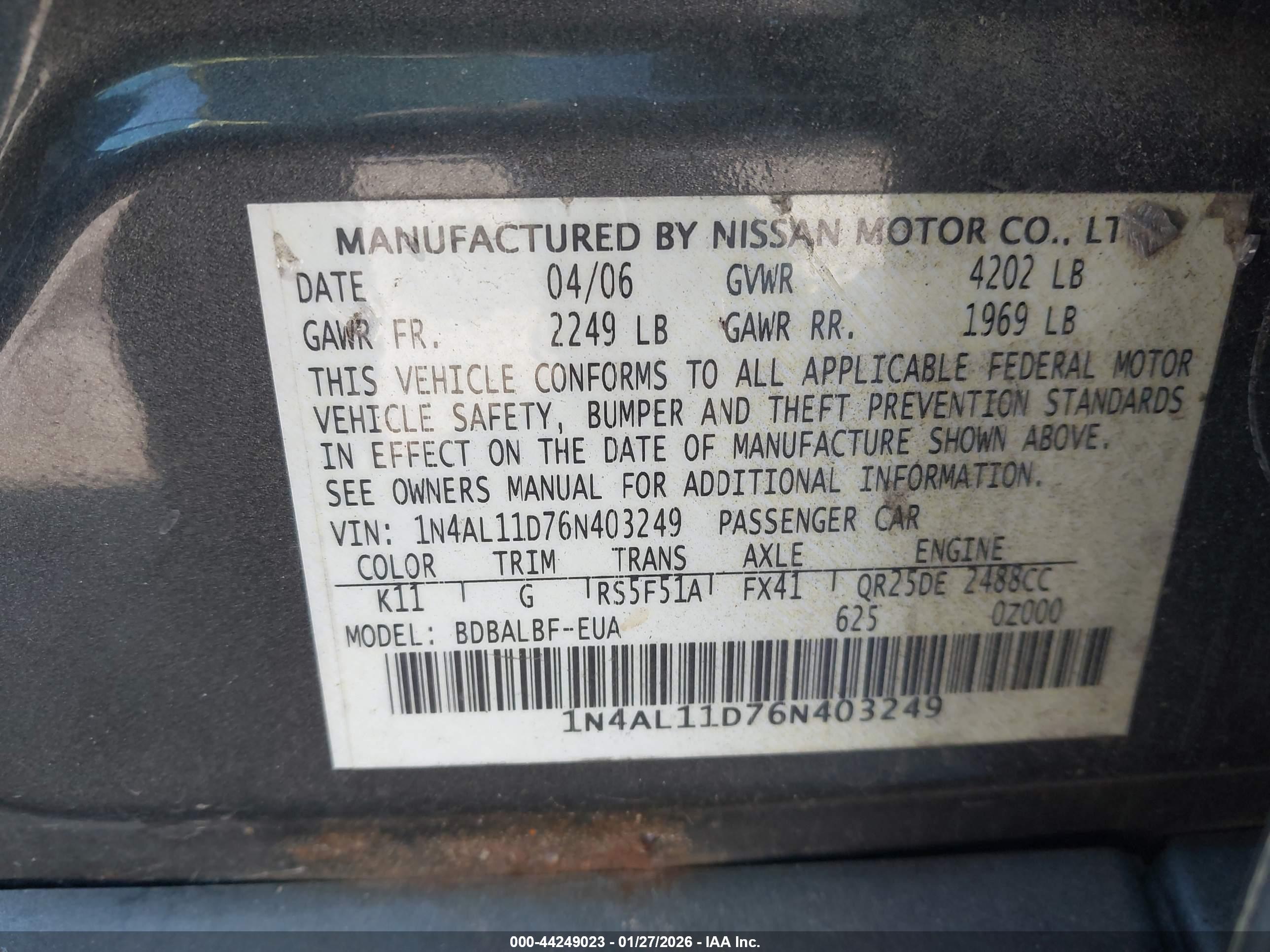 NISSAN ALTIMA image 9