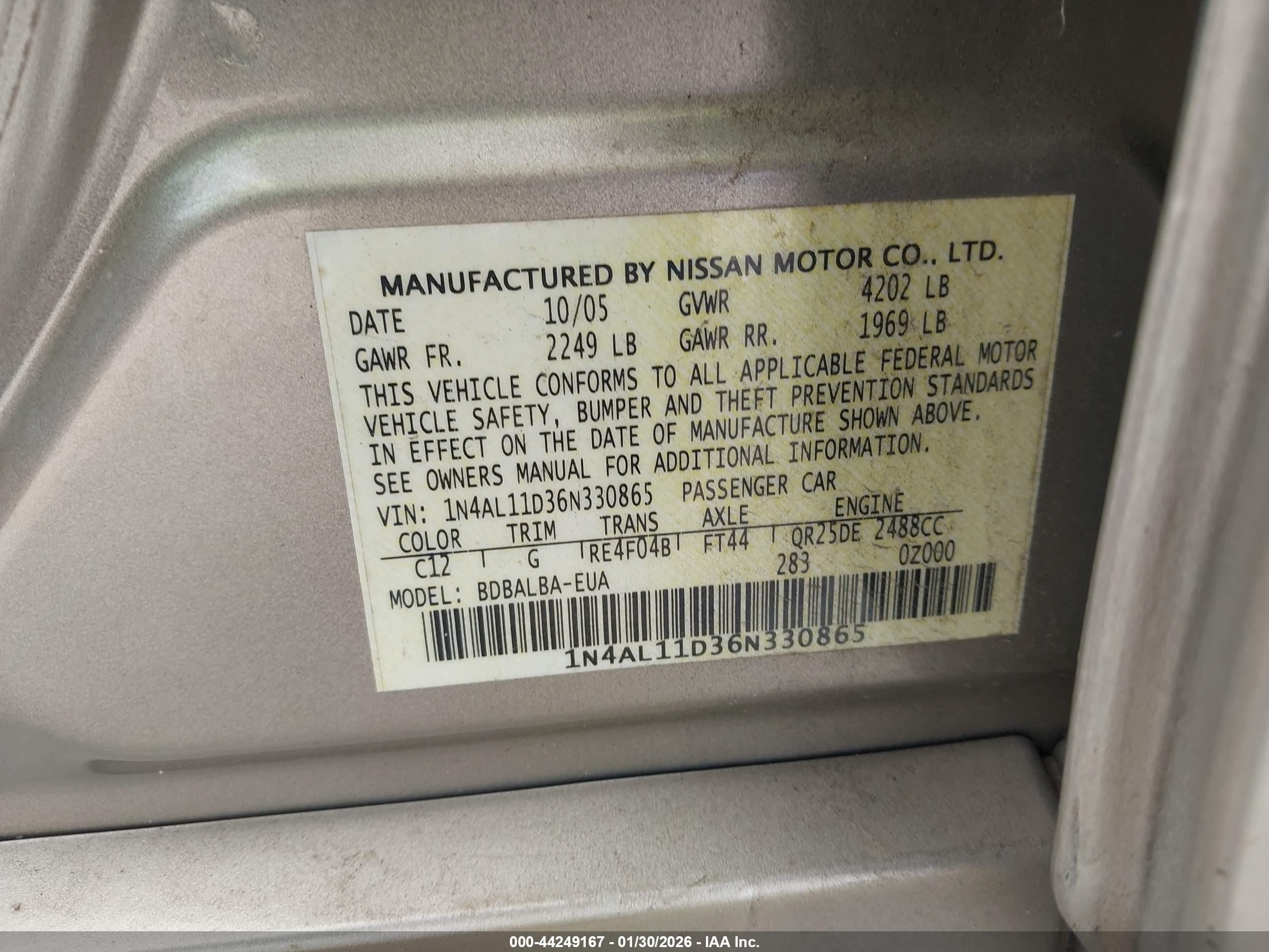 NISSAN ALTIMA image 9