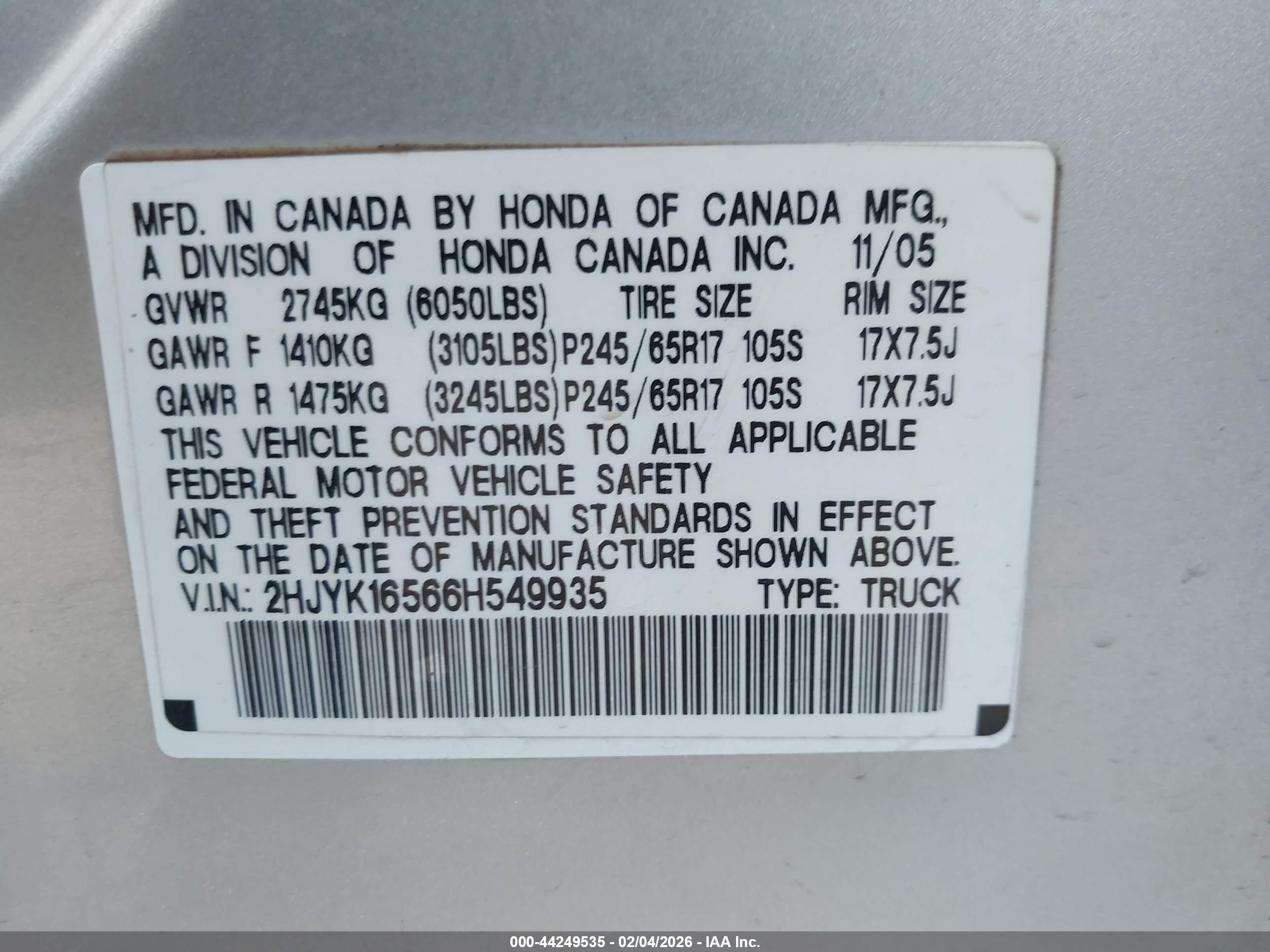 HONDA RIDGELINE image 9