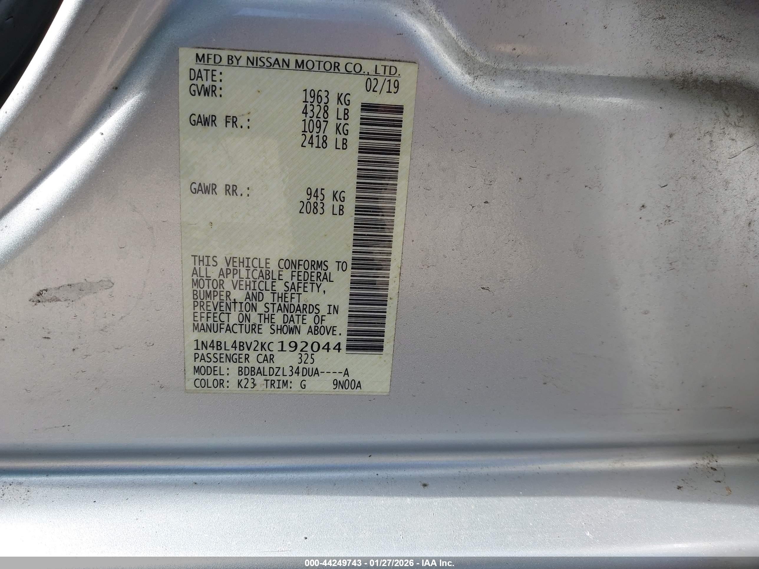 NISSAN ALTIMA image 9