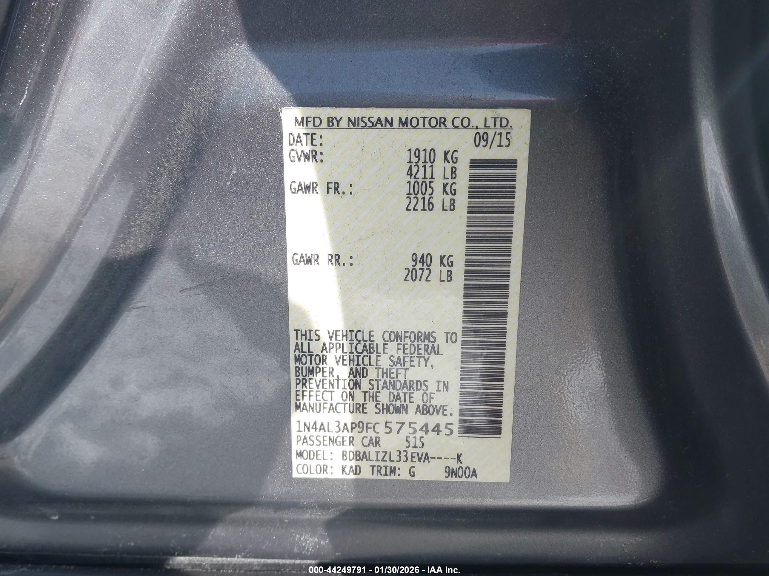 NISSAN ALTIMA image 9
