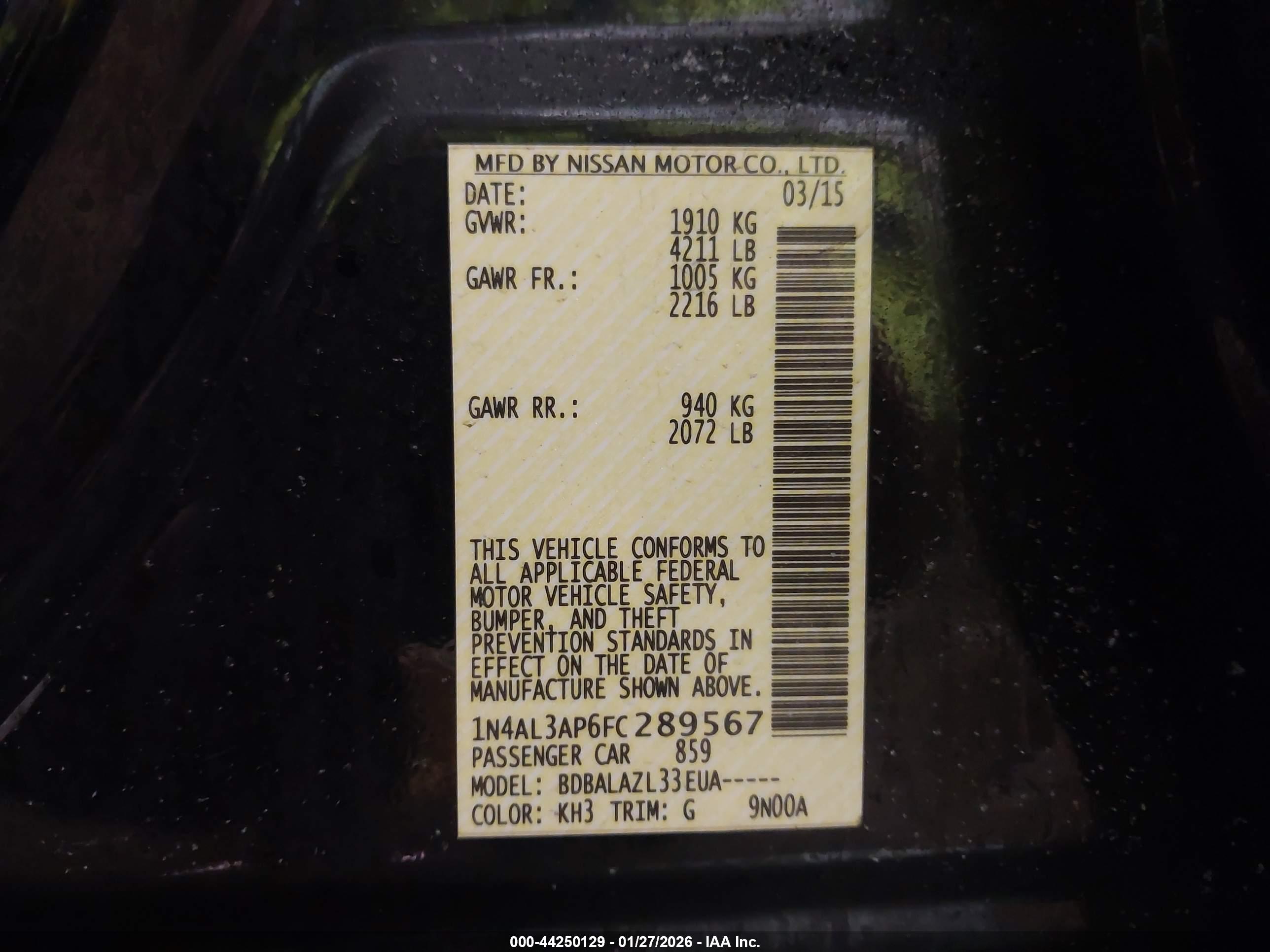 NISSAN ALTIMA image 9