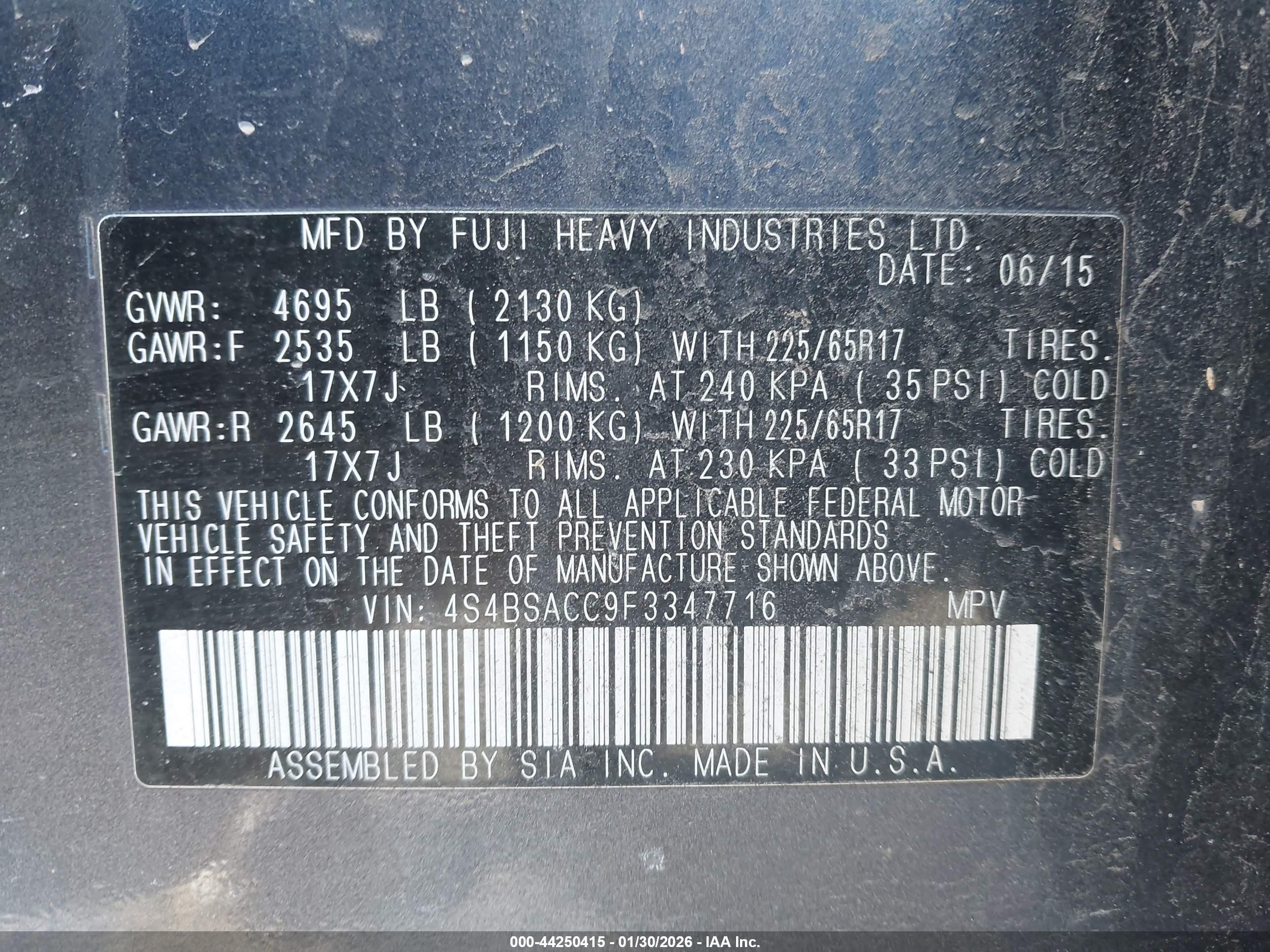 SUBARU OUTBACK image 9