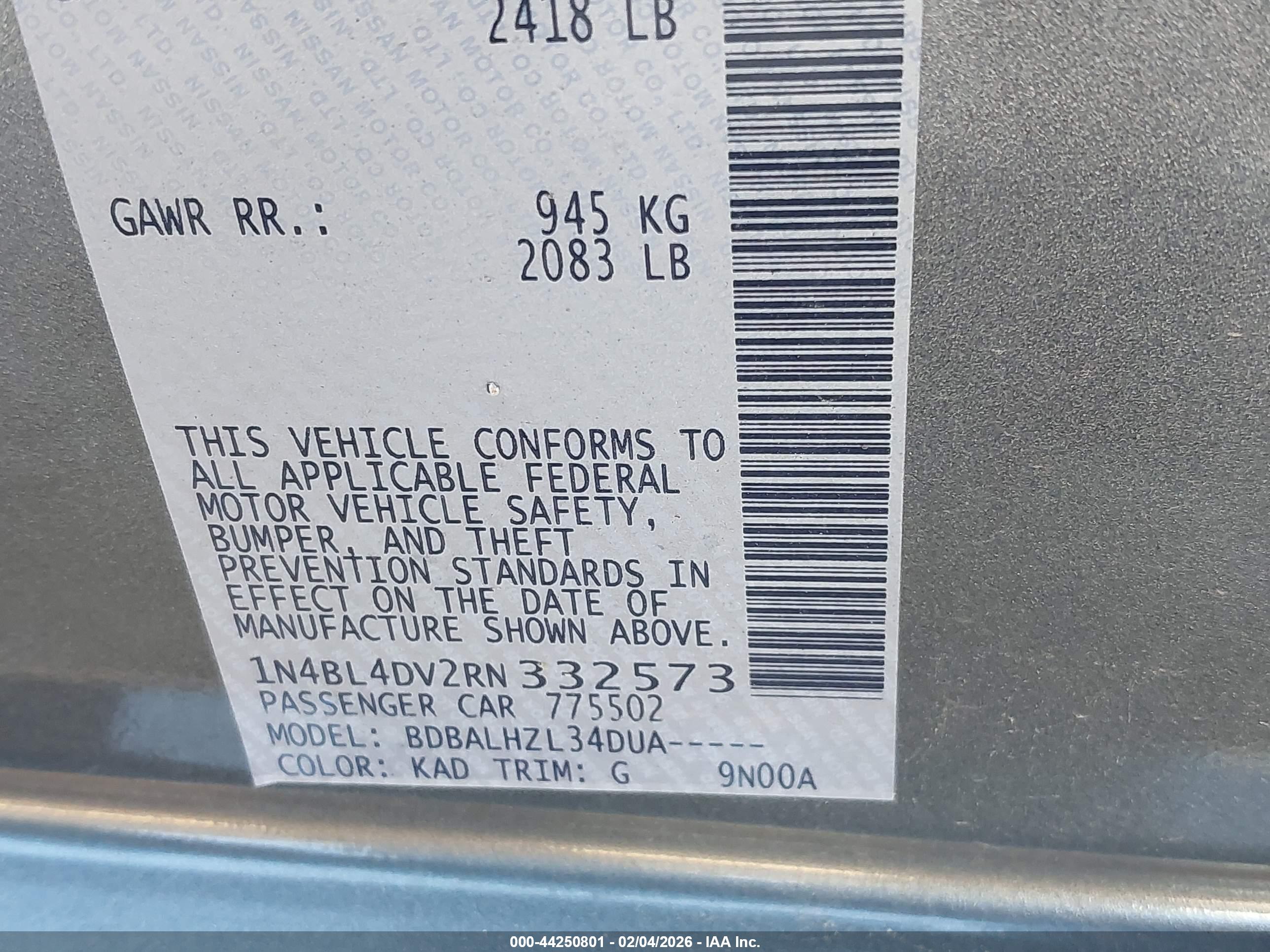 NISSAN ALTIMA image 9