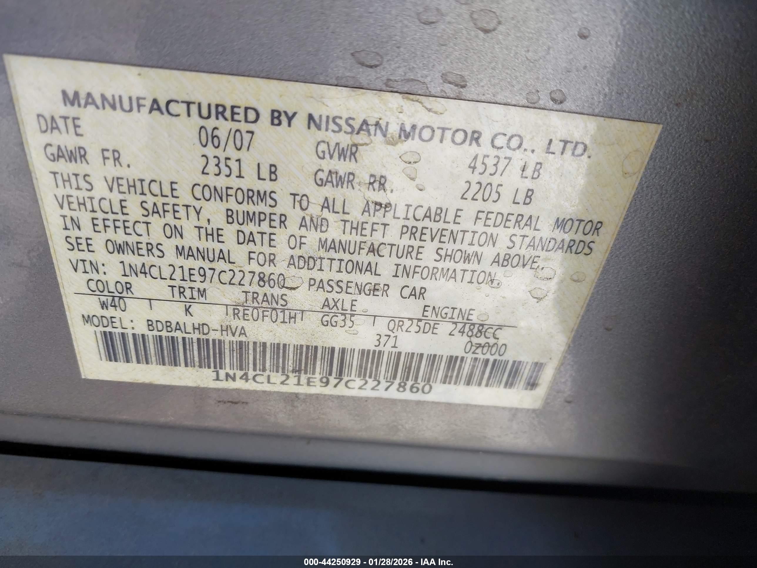 NISSAN ALTIMA image 9