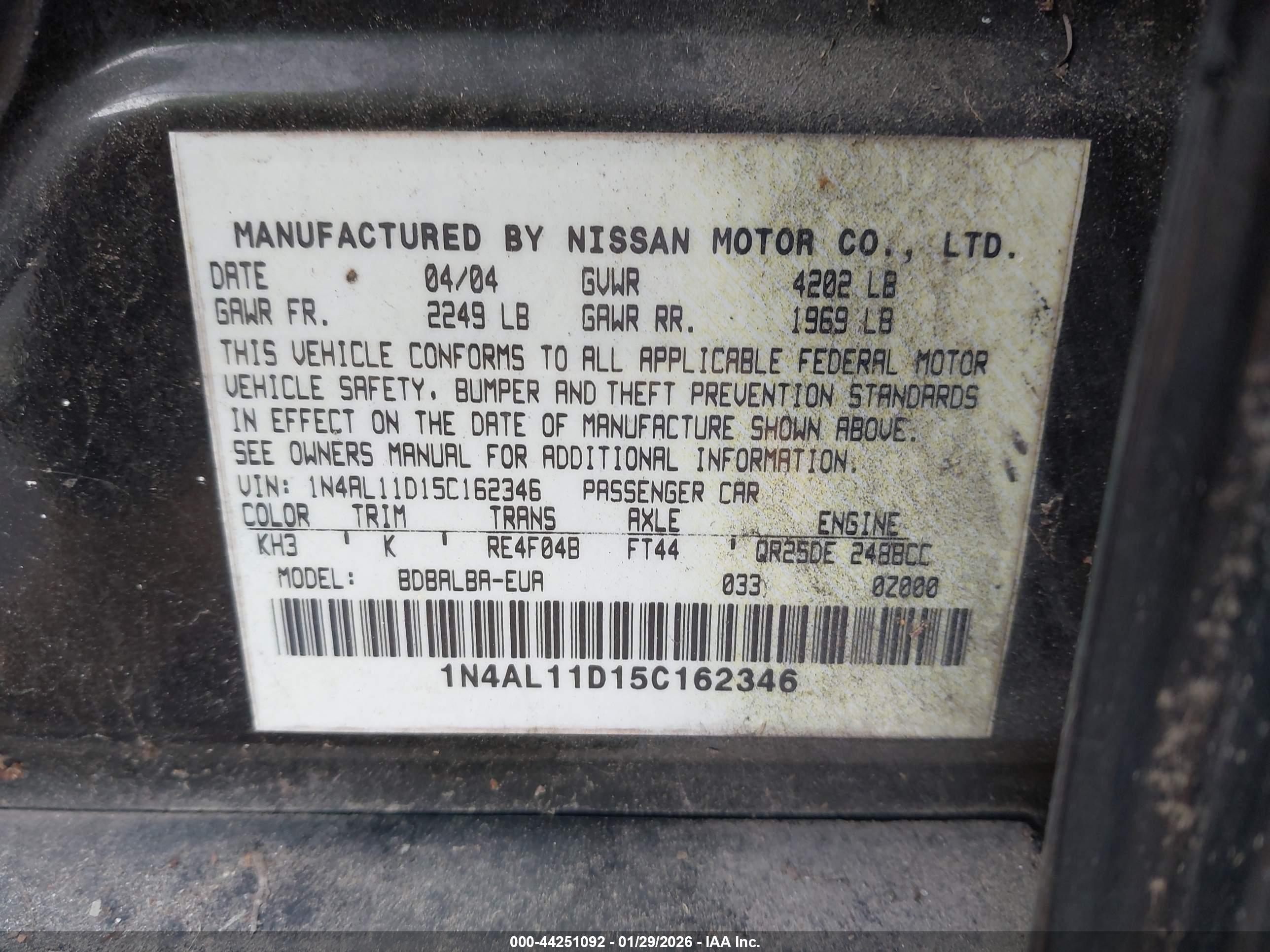 NISSAN ALTIMA image 9