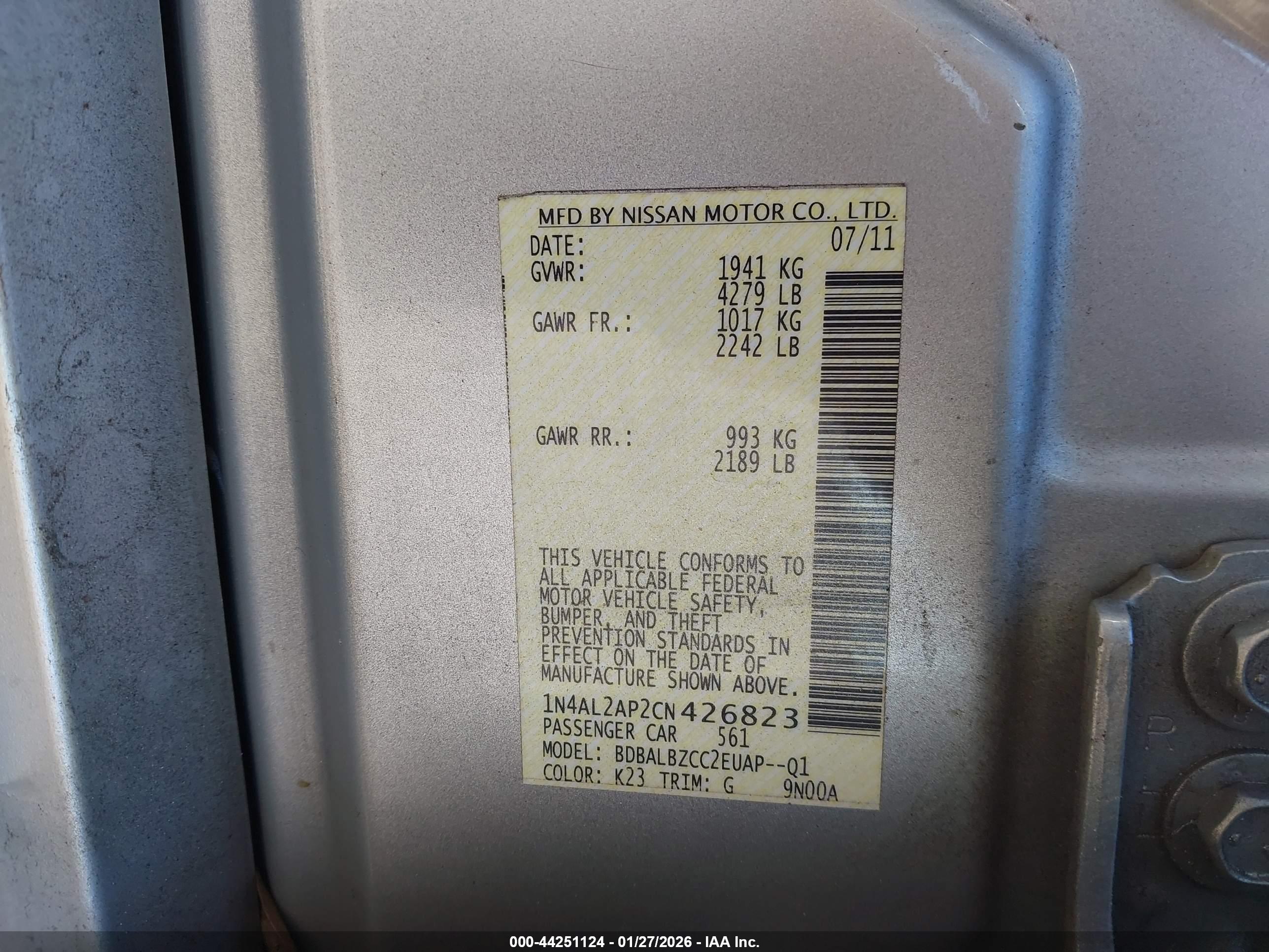 NISSAN ALTIMA image 9