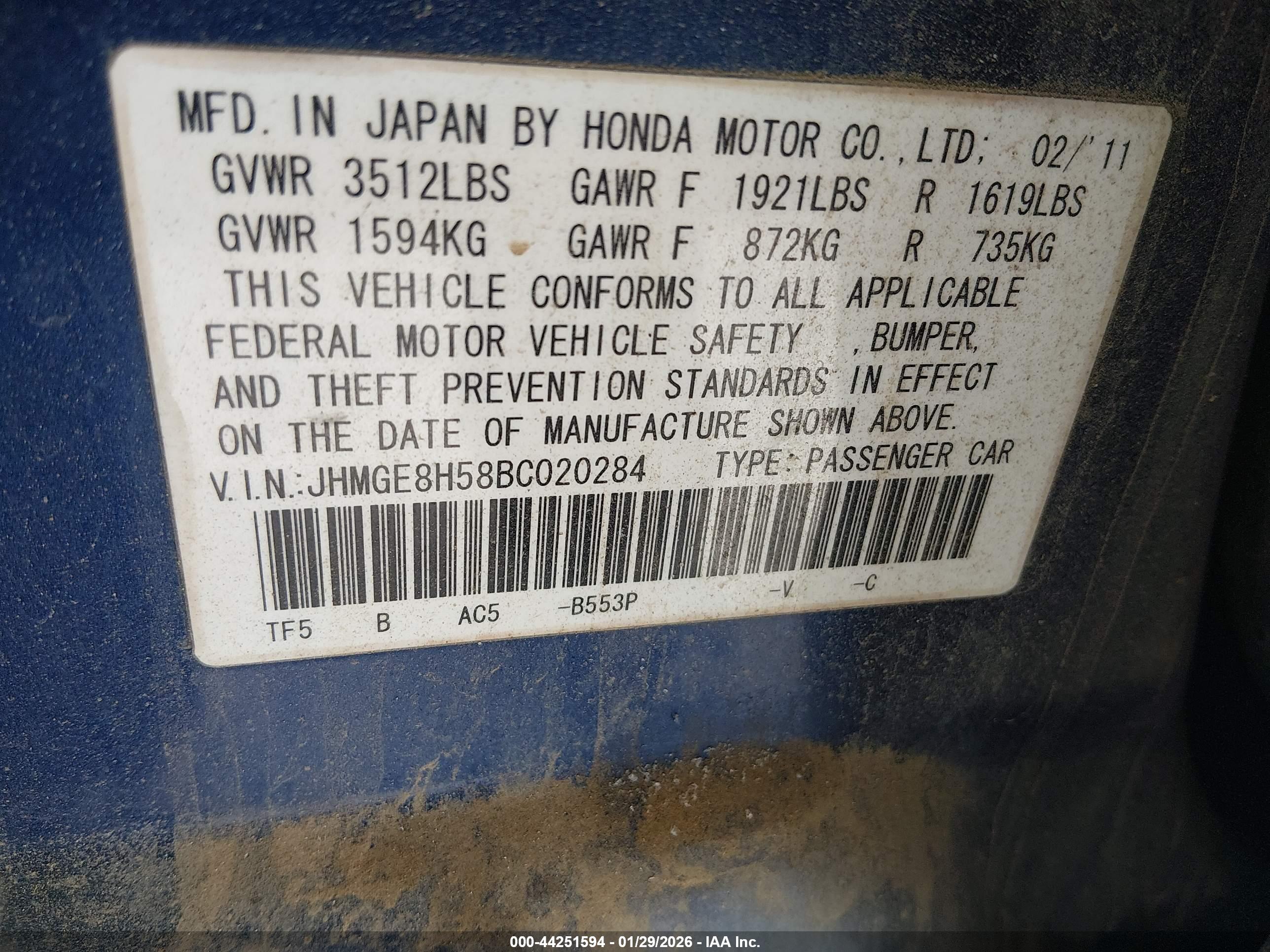 HONDA FIT image 9