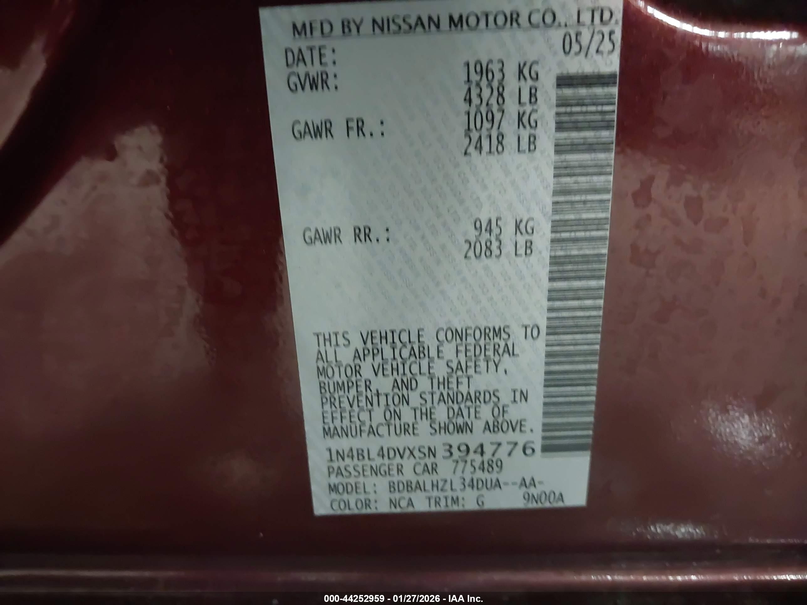 NISSAN ALTIMA image 9