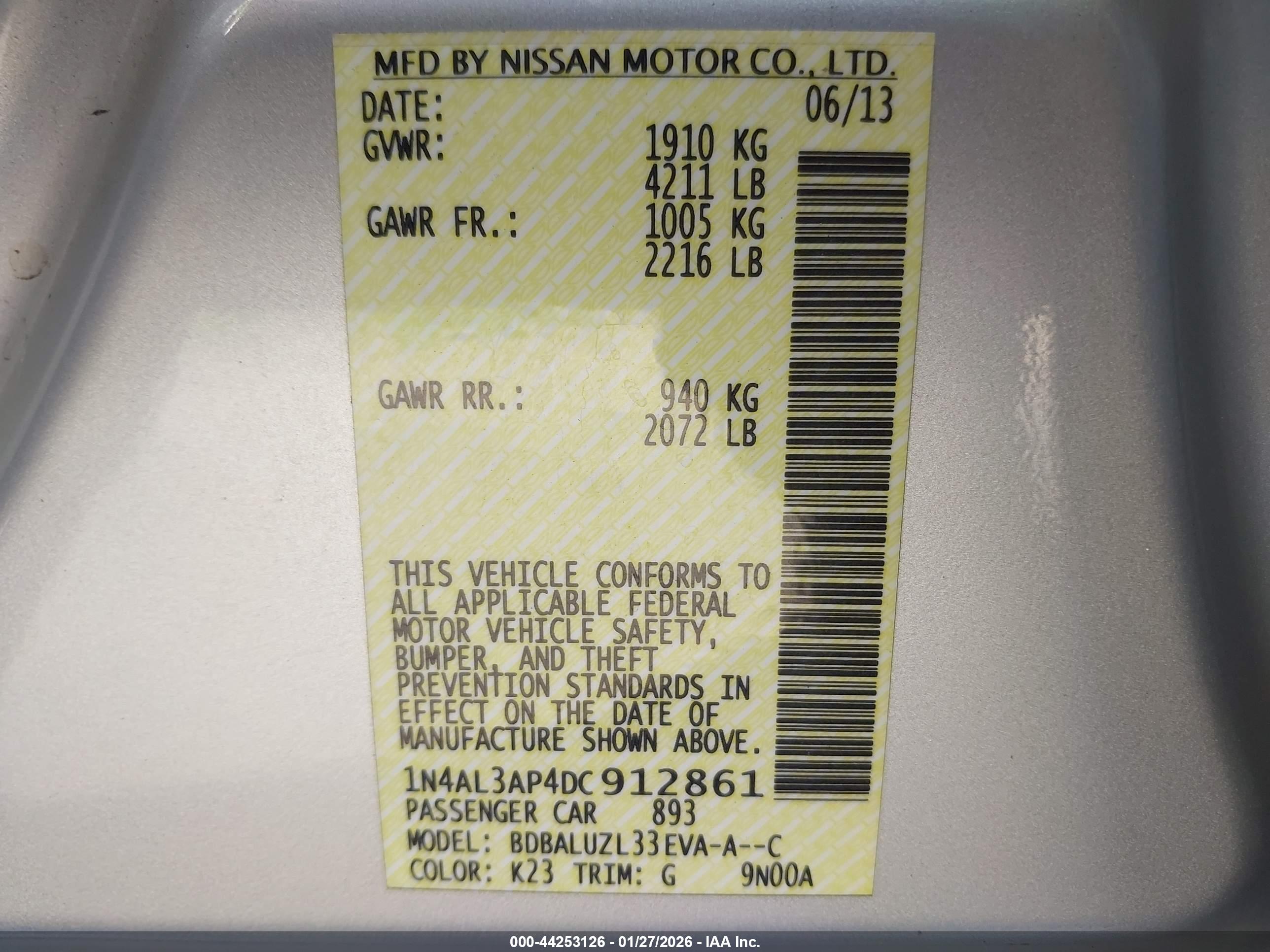 NISSAN ALTIMA image 9