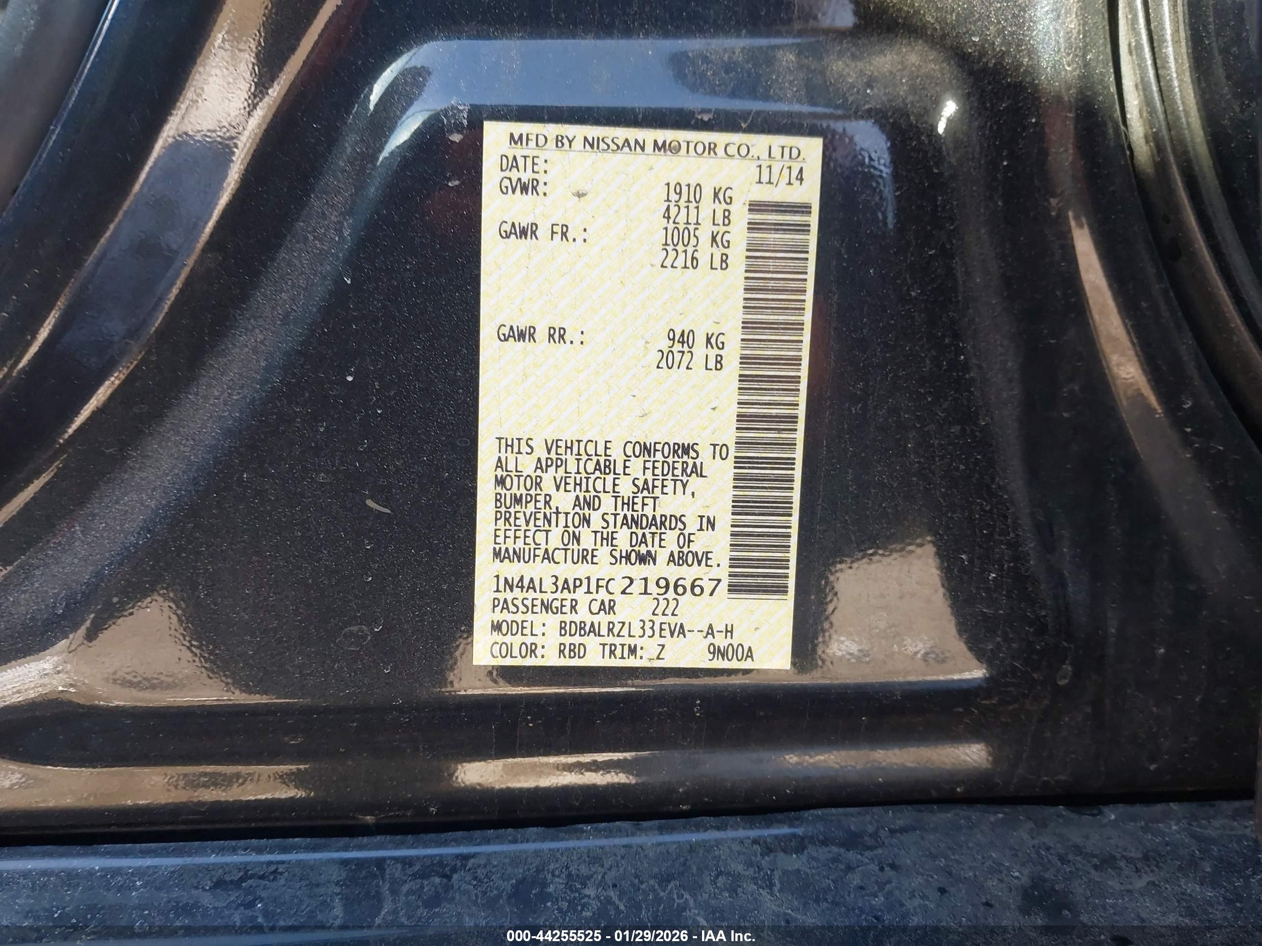 NISSAN ALTIMA image 9