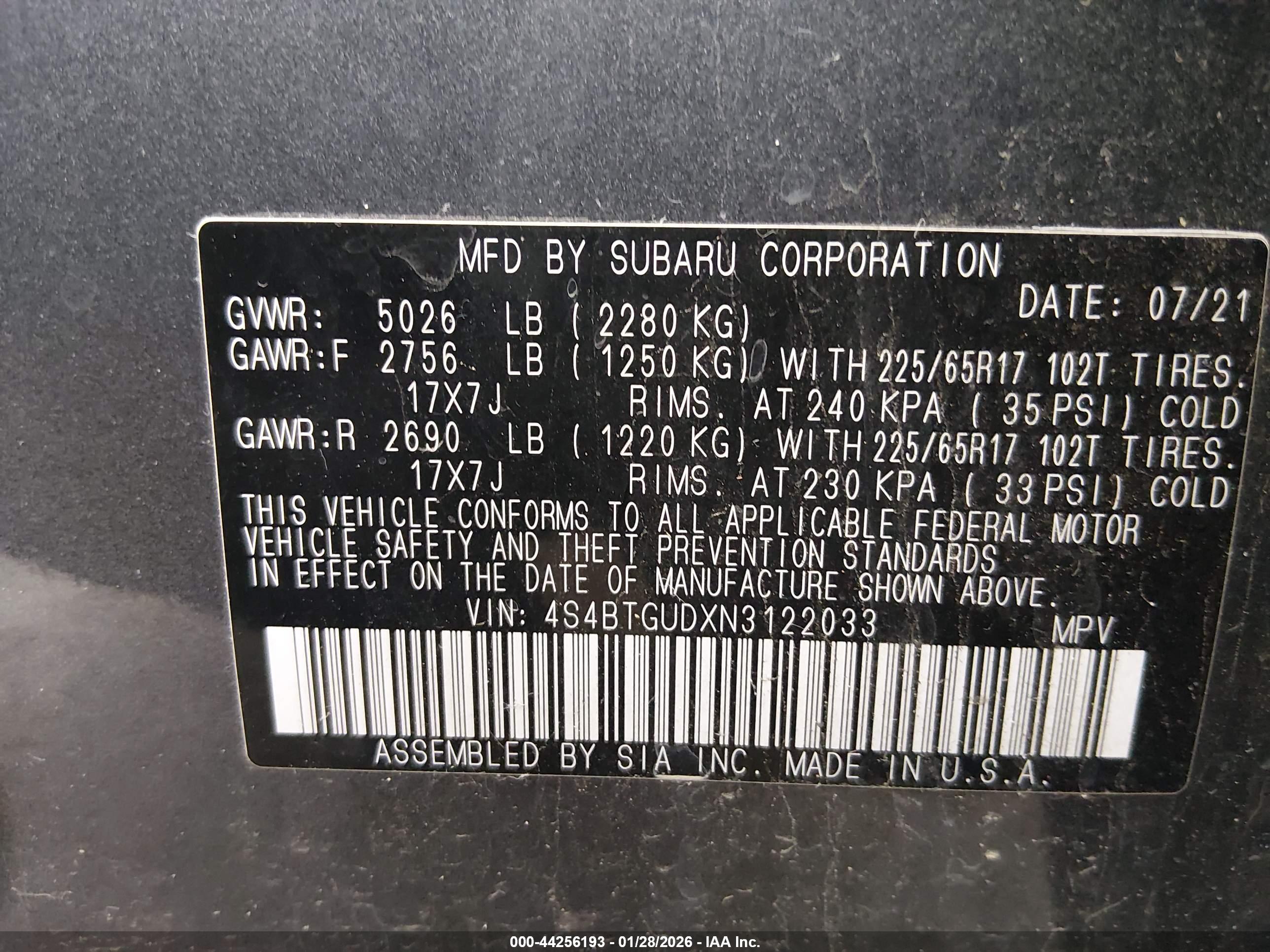 SUBARU OUTBACK image 9