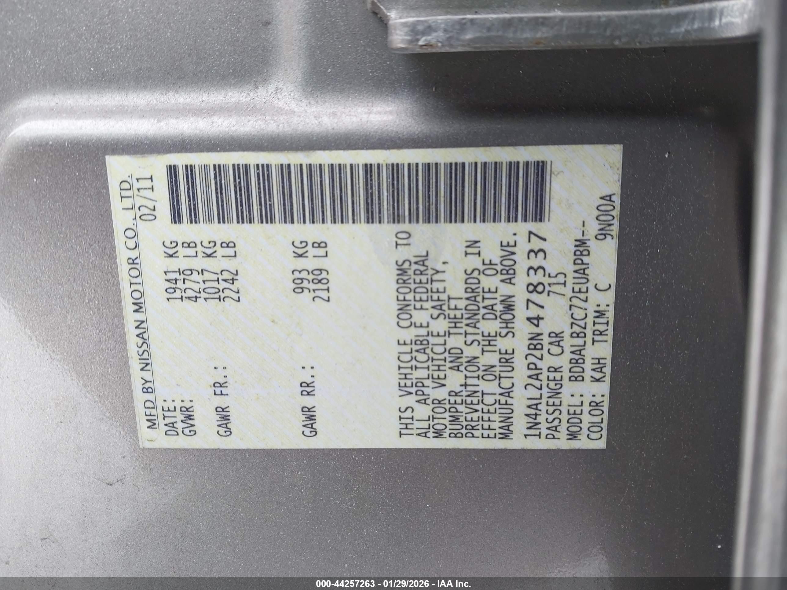 NISSAN ALTIMA image 9