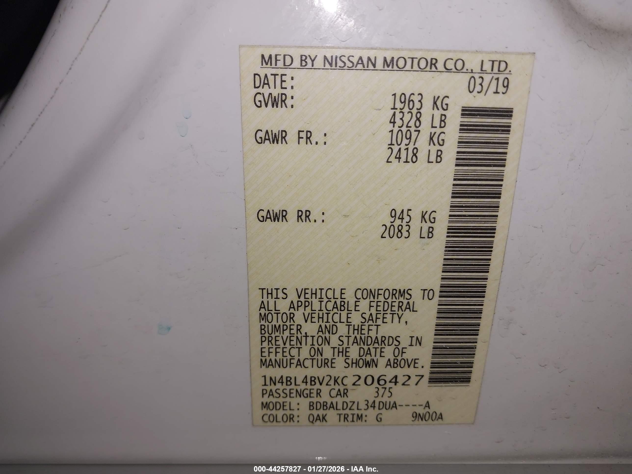 NISSAN ALTIMA image 9