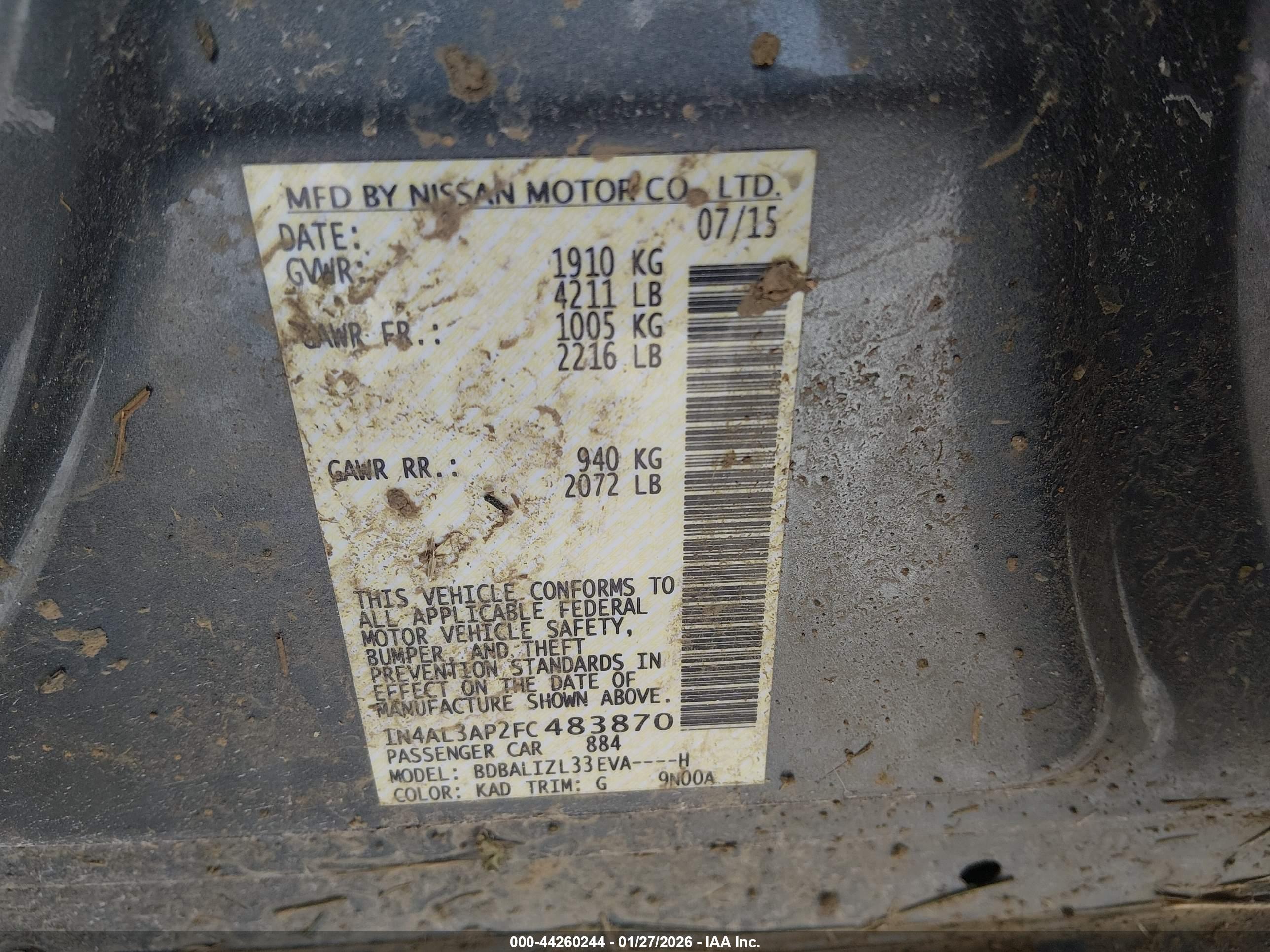 NISSAN ALTIMA image 9