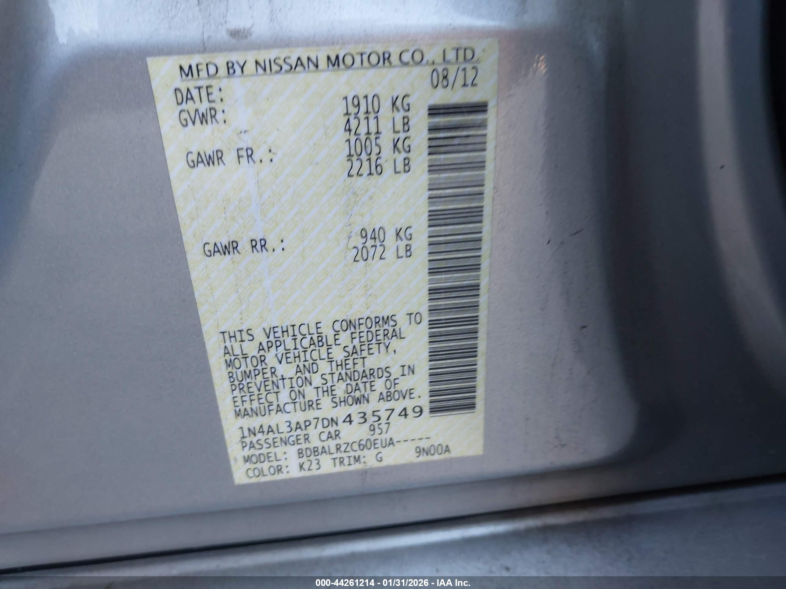 NISSAN ALTIMA image 9