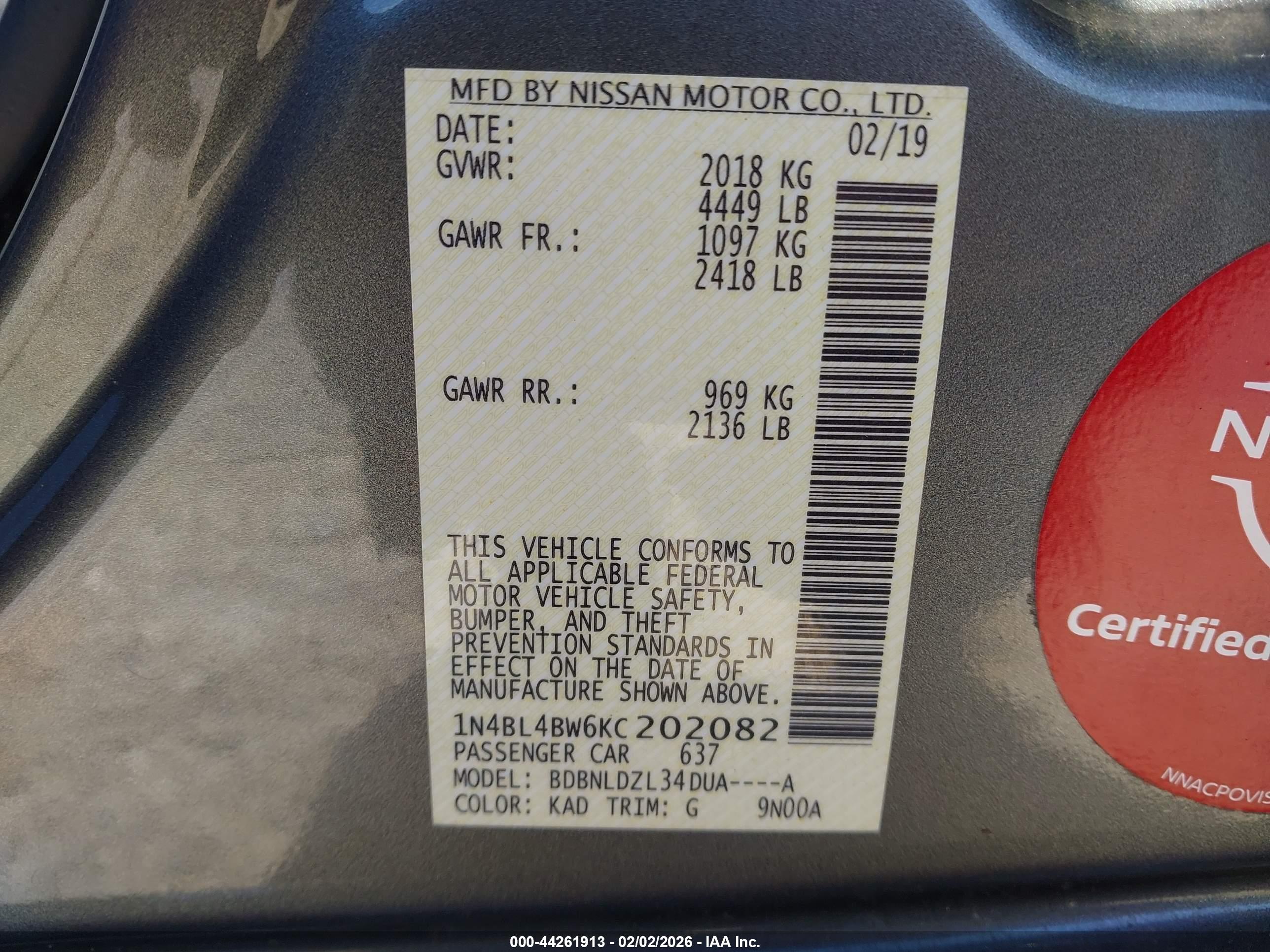 NISSAN ALTIMA image 9