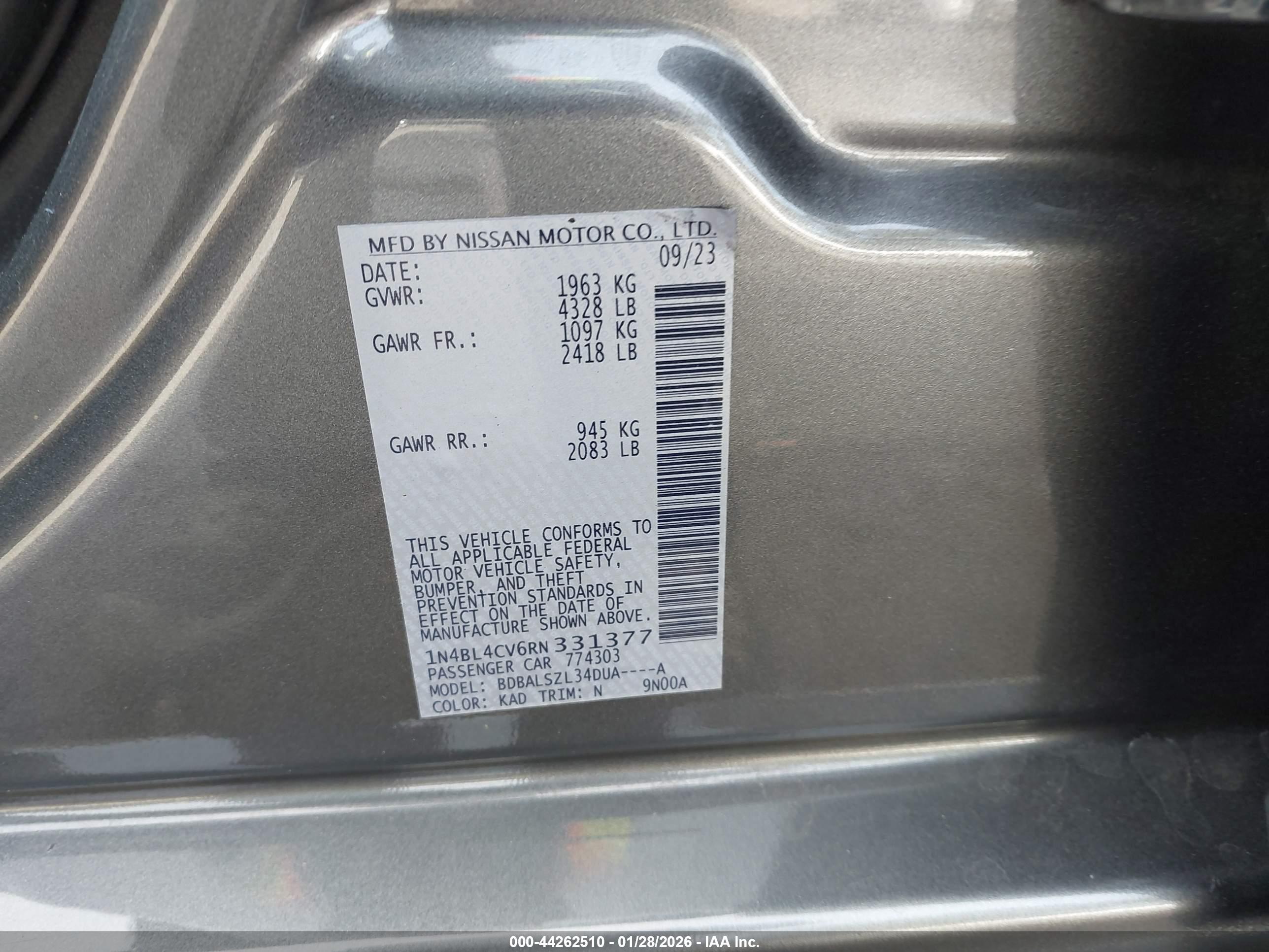 NISSAN ALTIMA image 9
