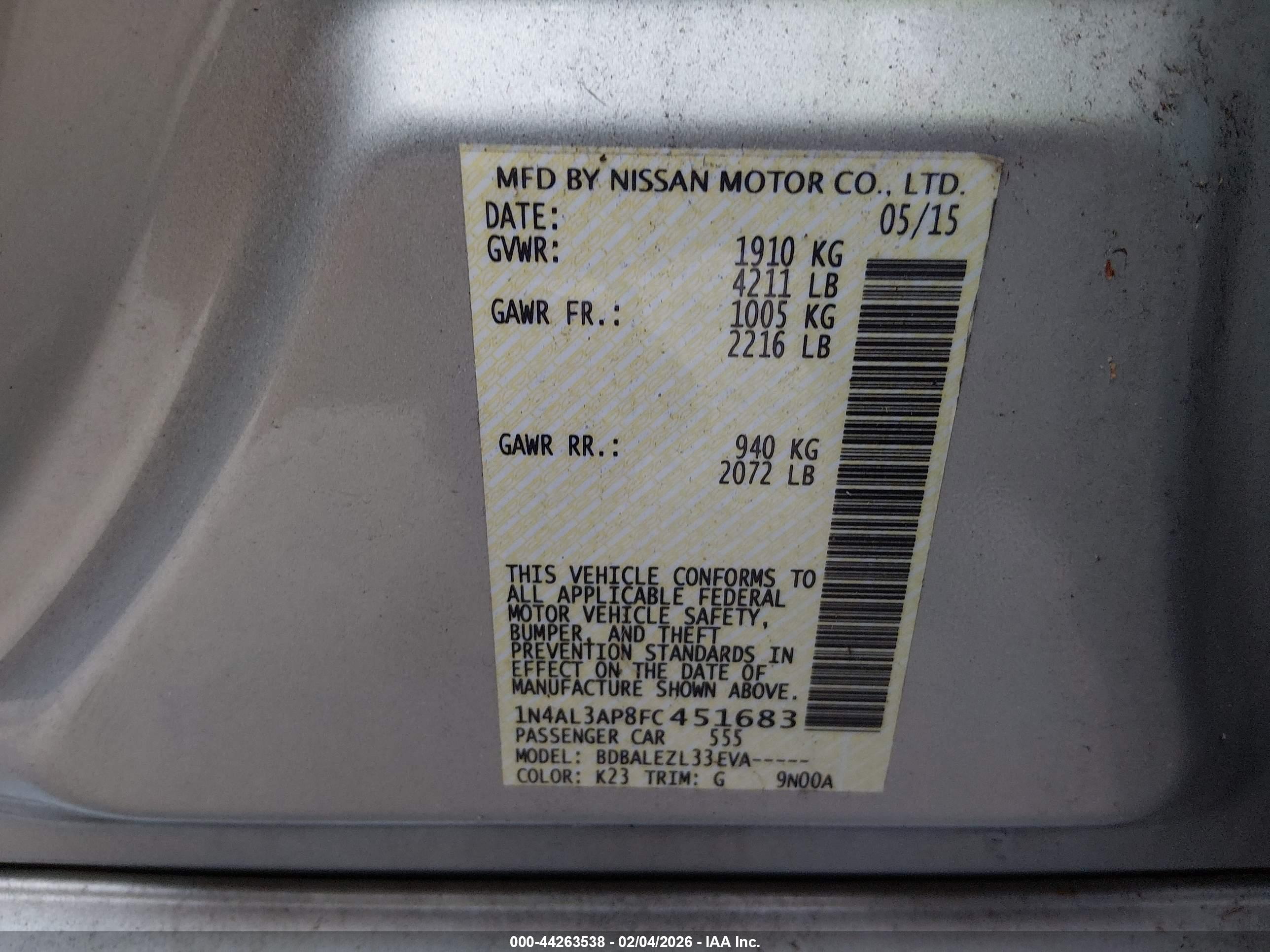 NISSAN ALTIMA image 9