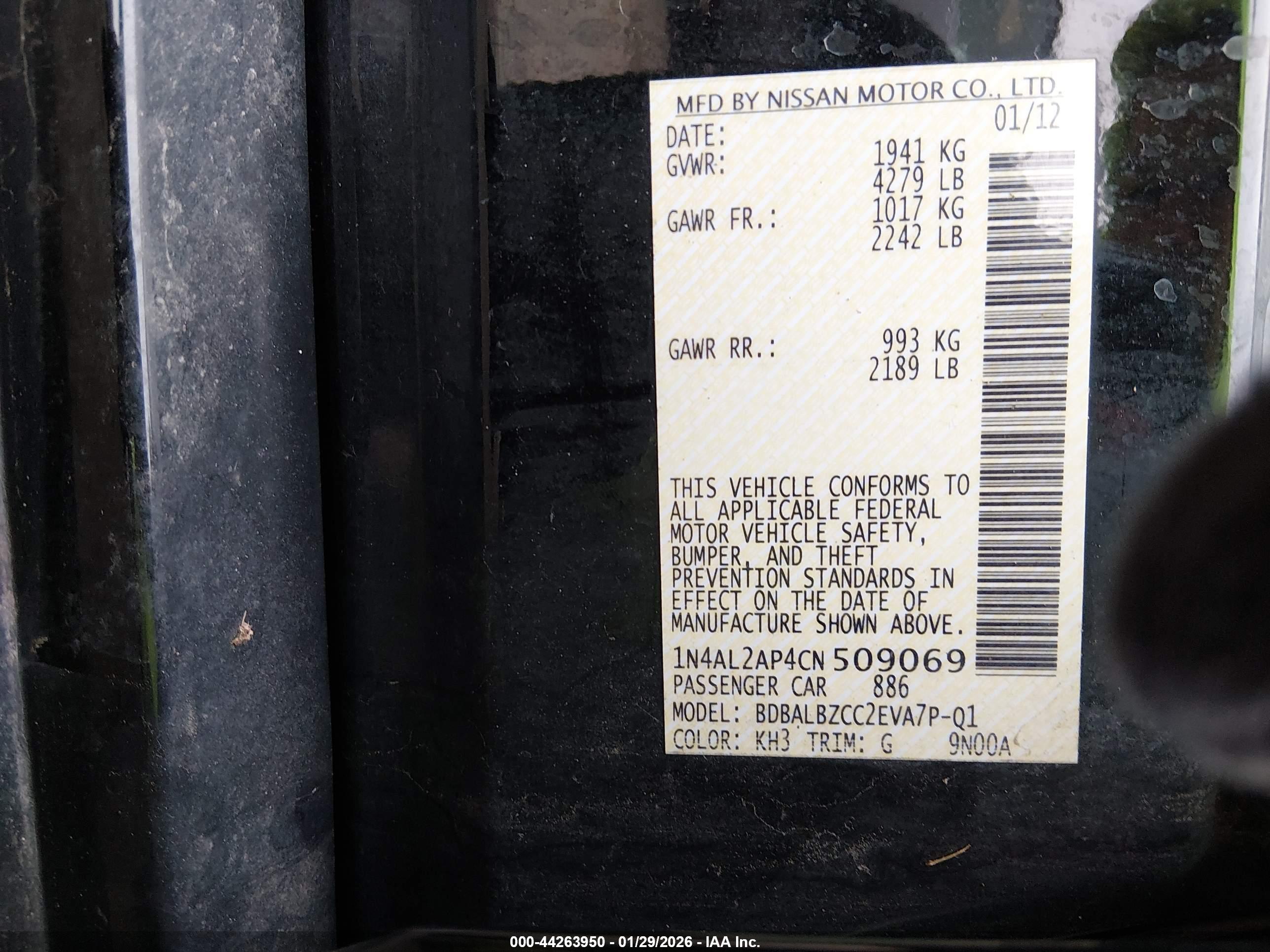 NISSAN ALTIMA image 9