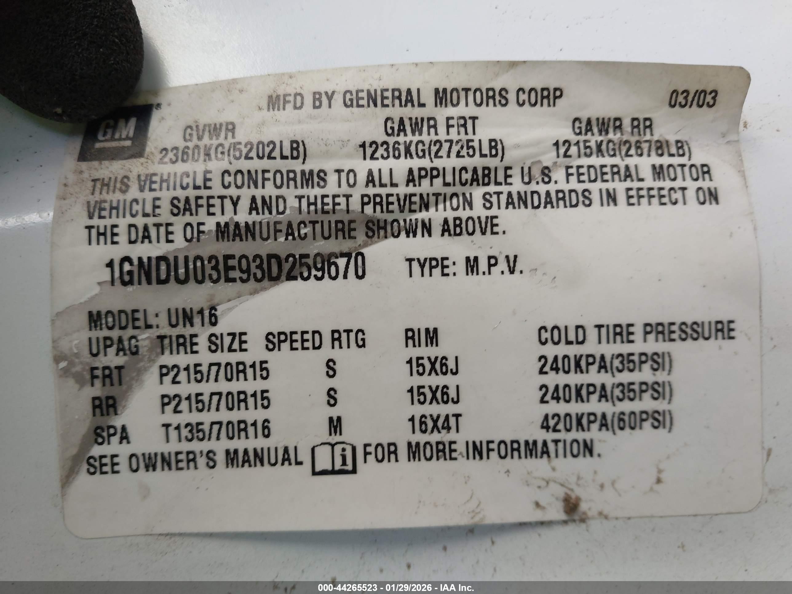 CHEVROLET VENTURE image 9