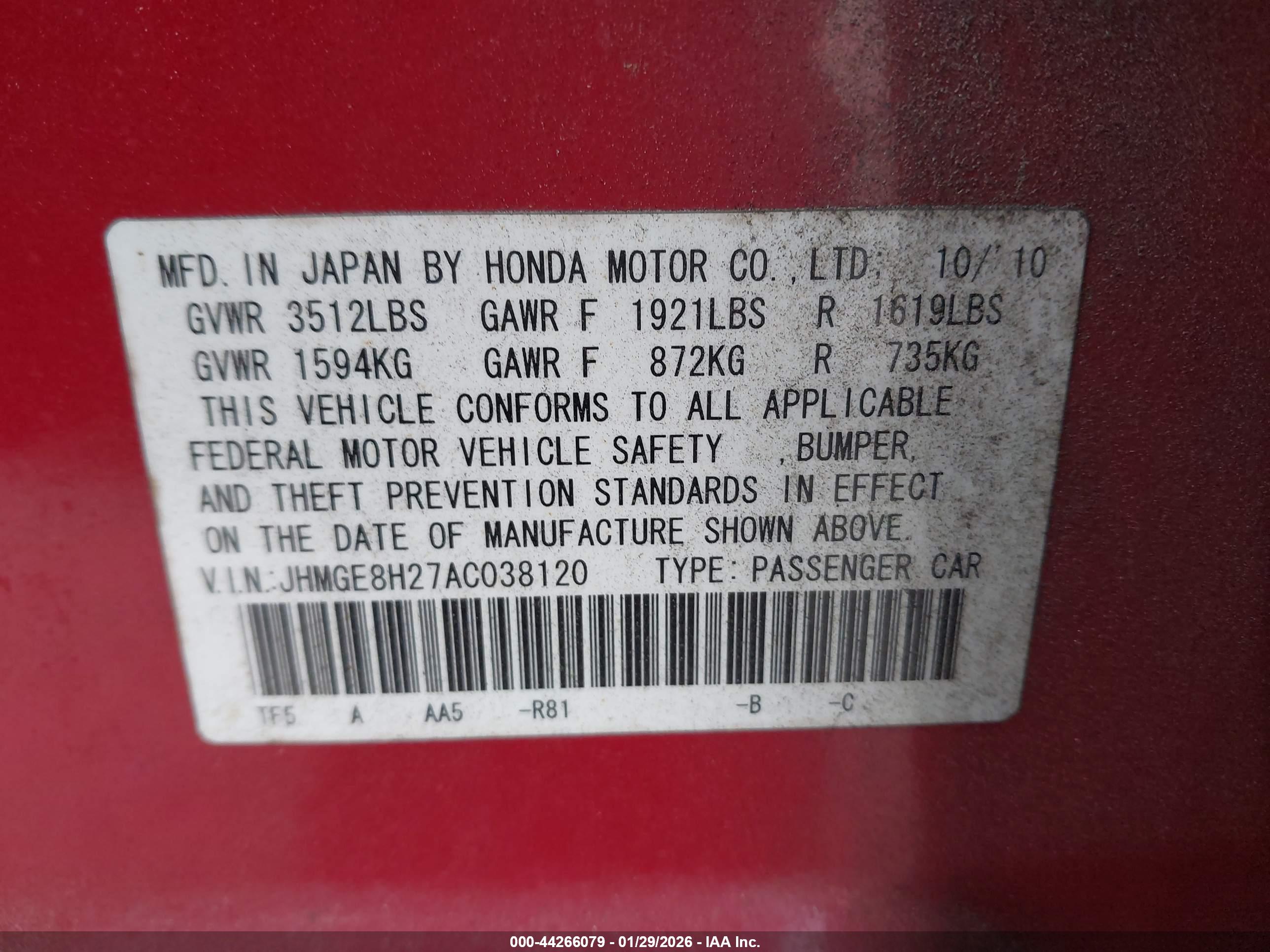 HONDA FIT image 9