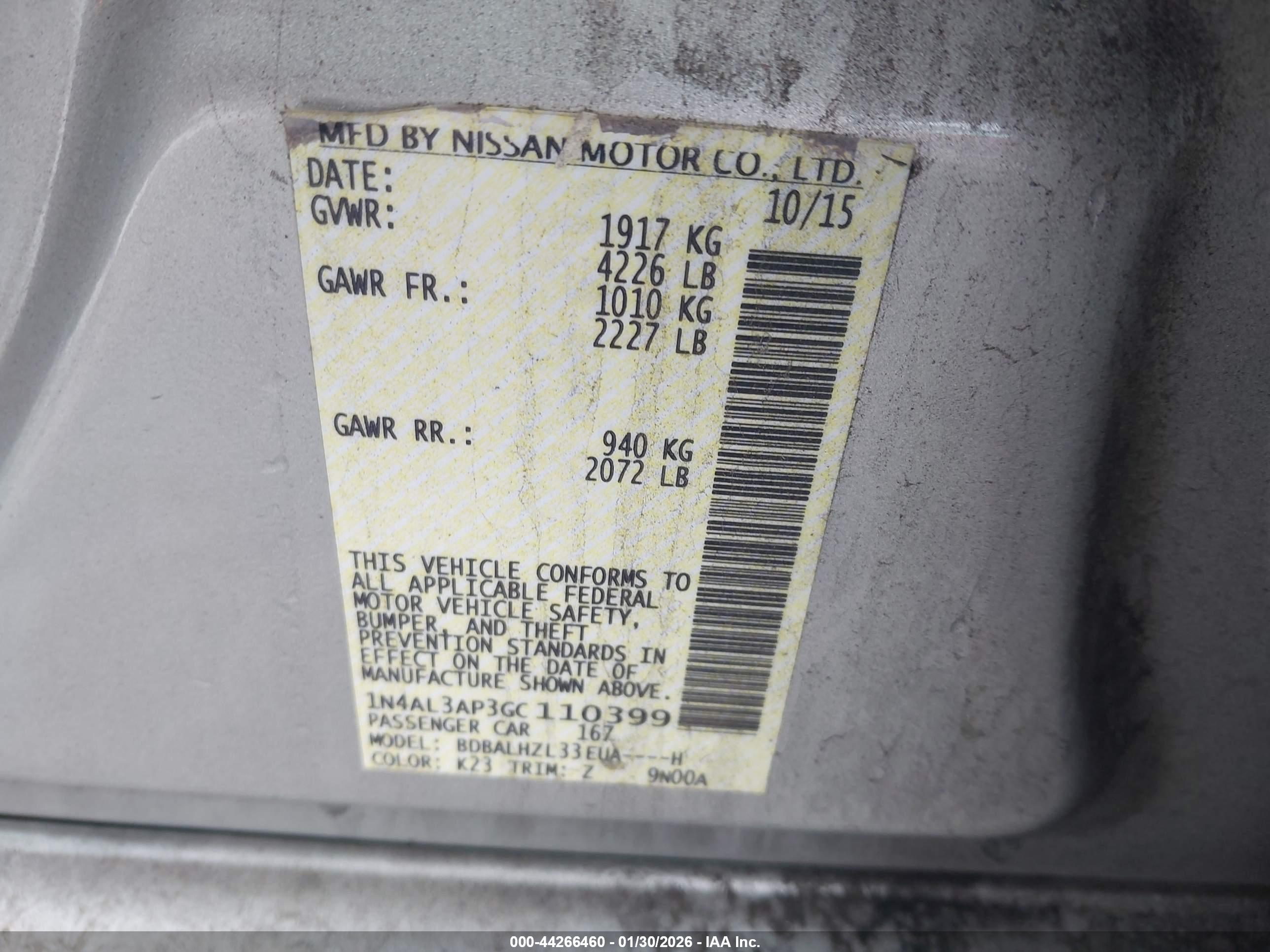 NISSAN ALTIMA image 9
