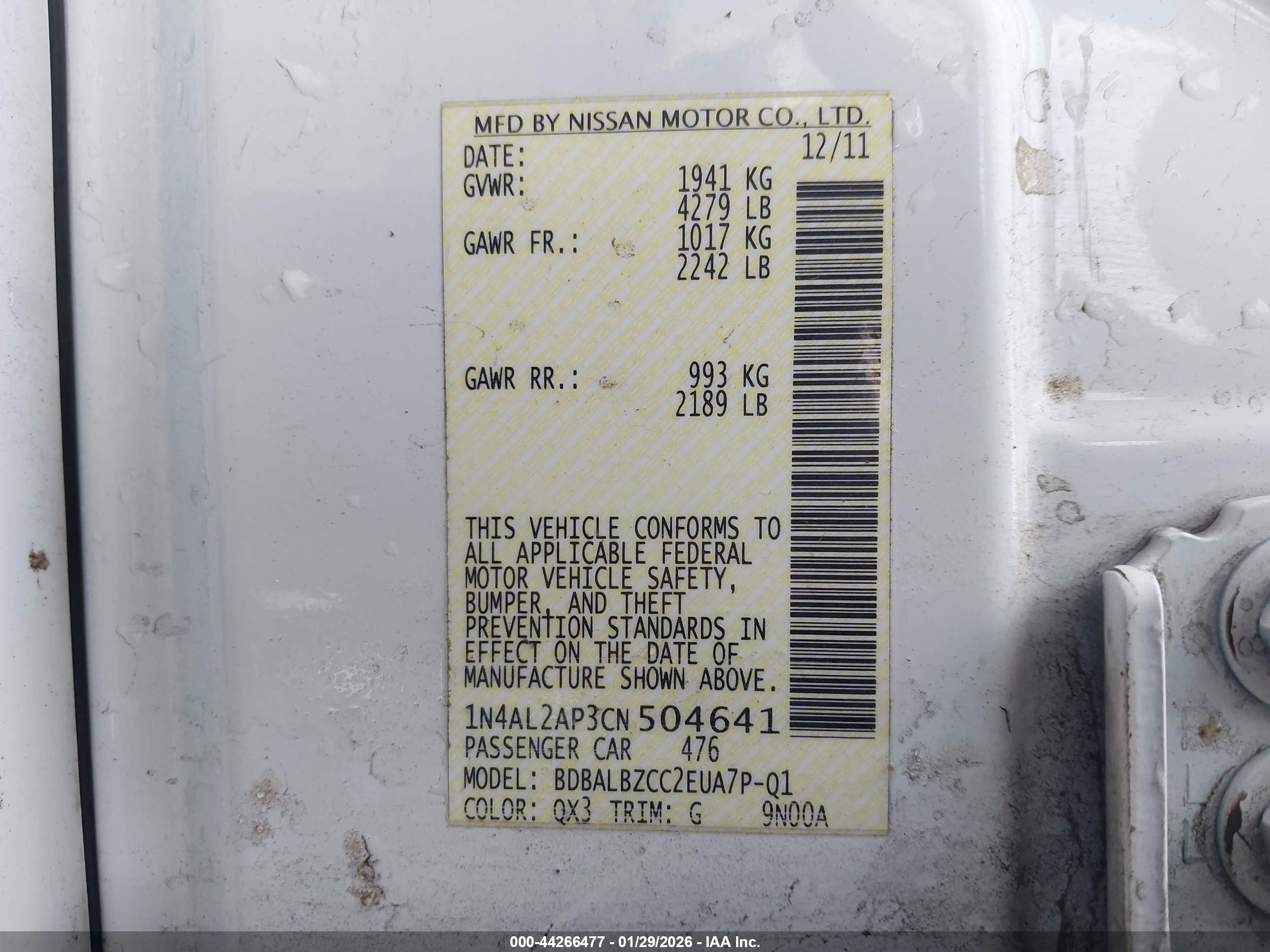NISSAN ALTIMA image 9