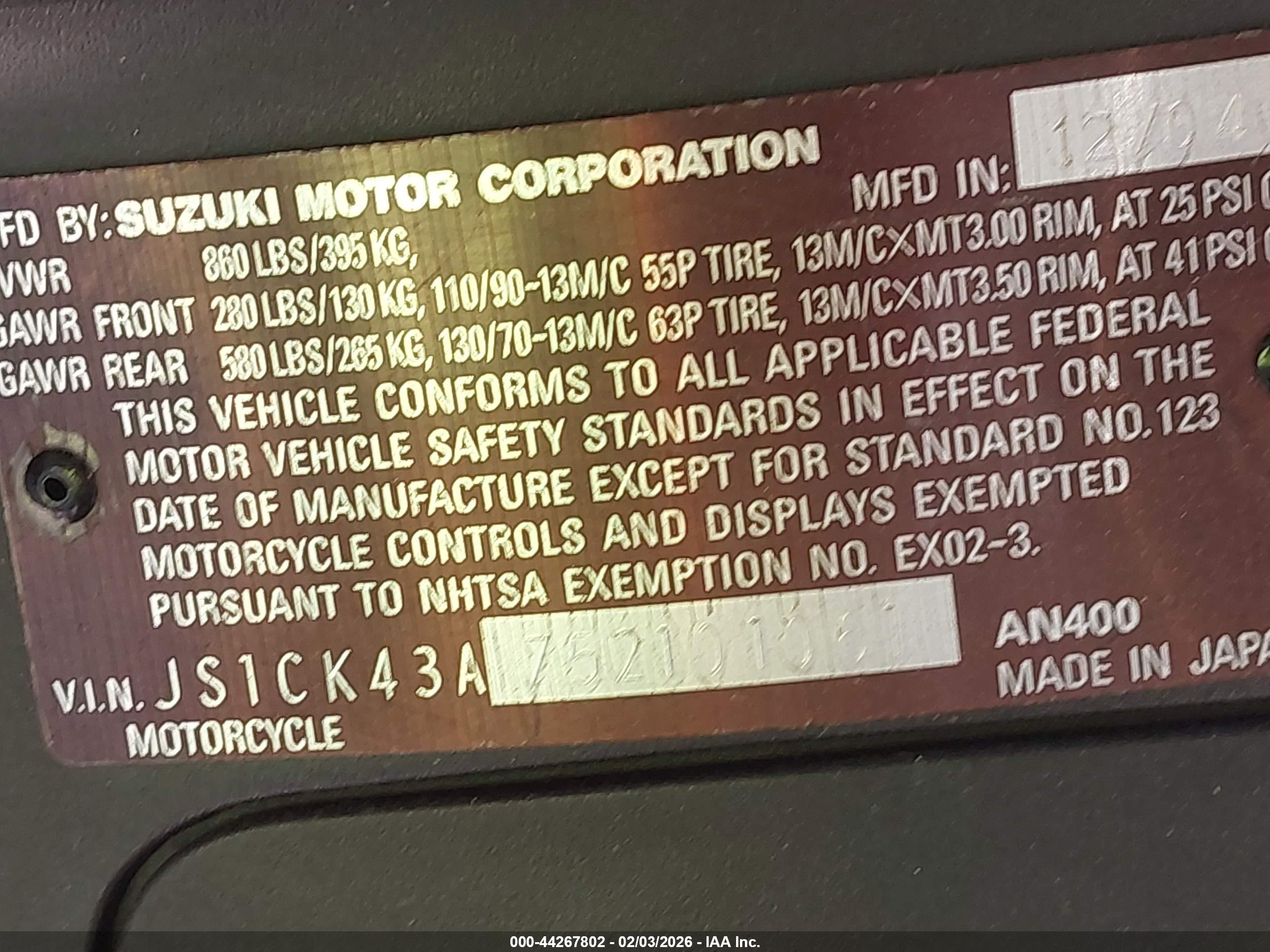 SUZUKI AN400 image 10