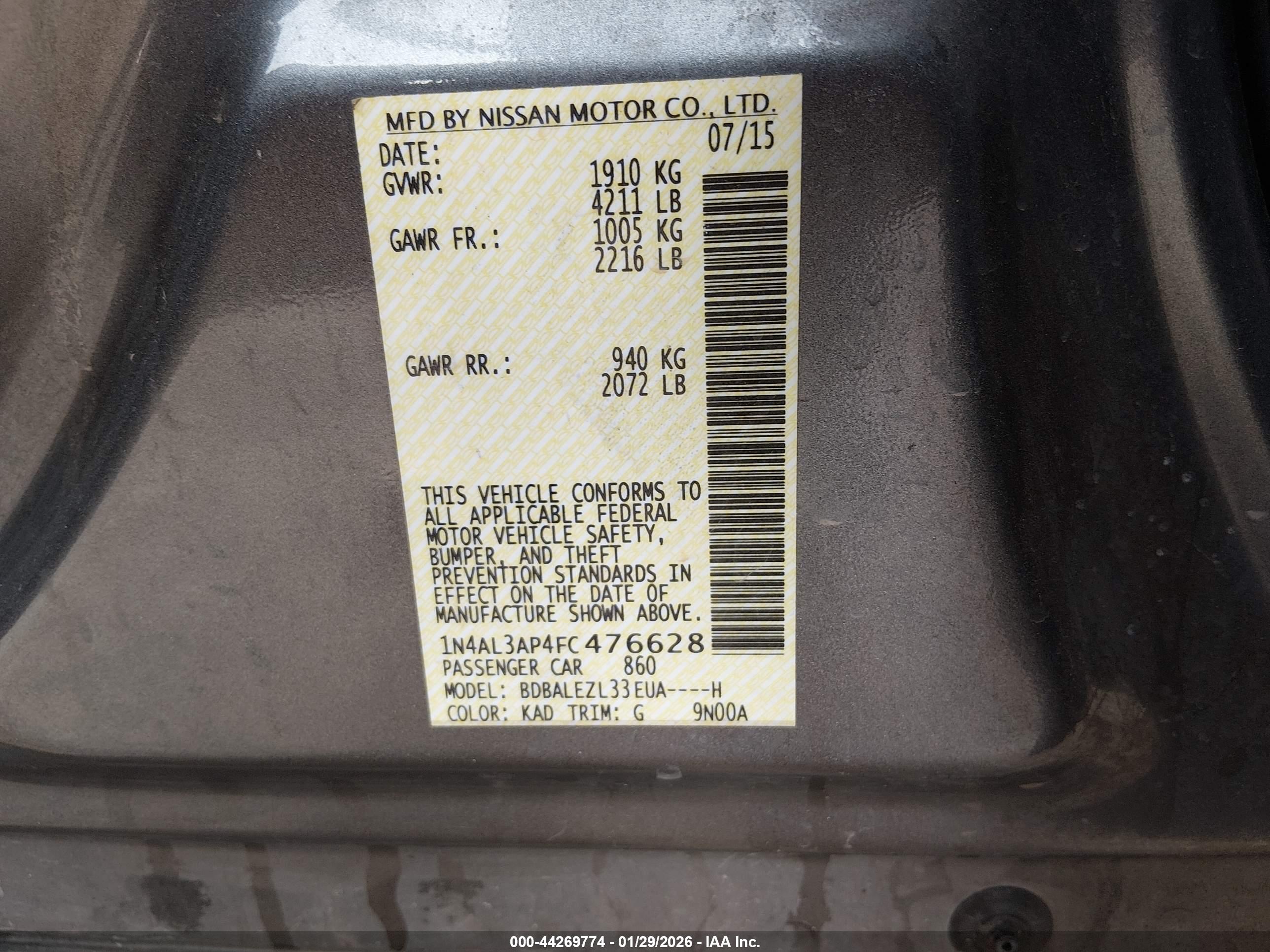 NISSAN ALTIMA image 9