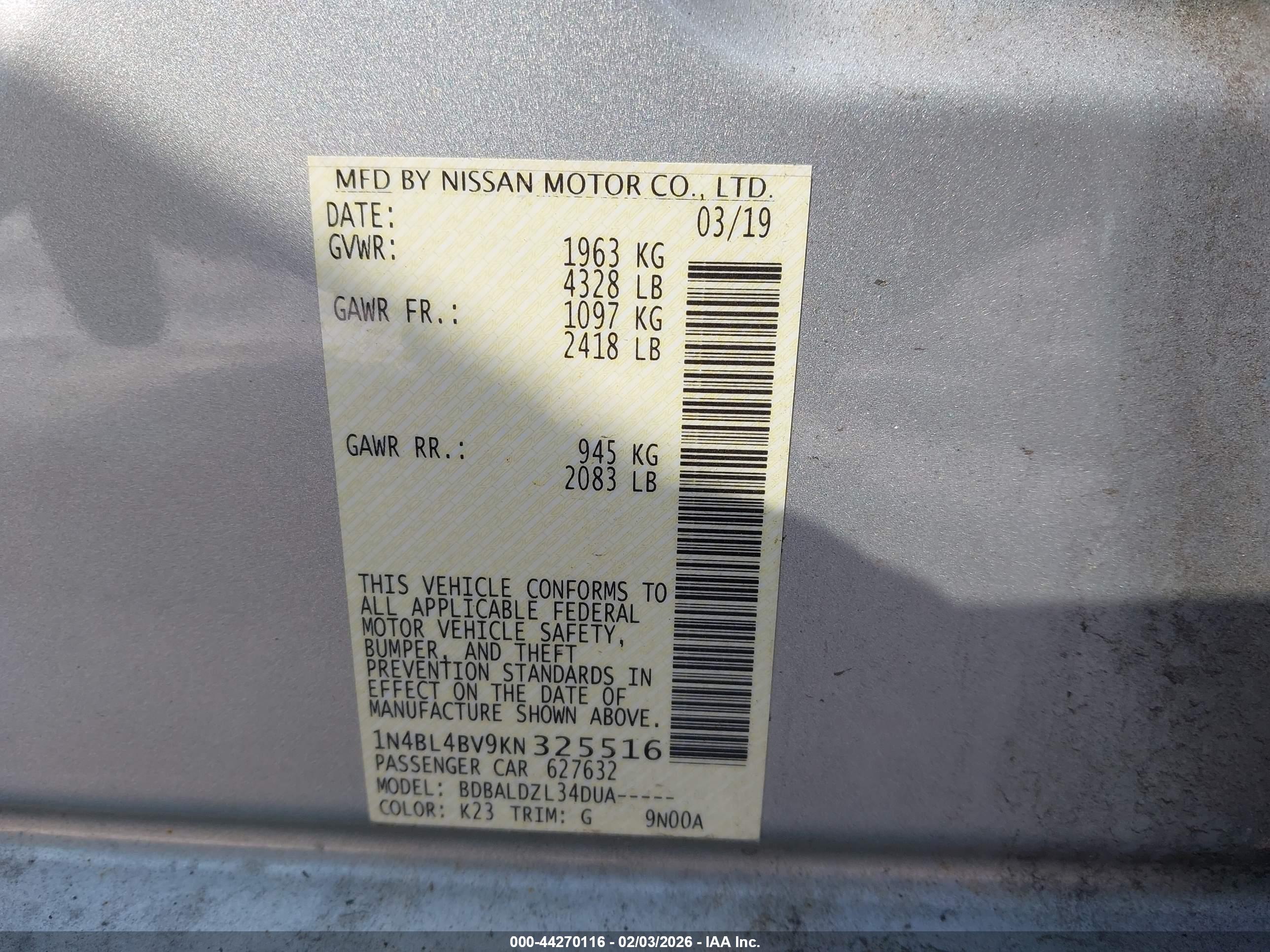 NISSAN ALTIMA image 9