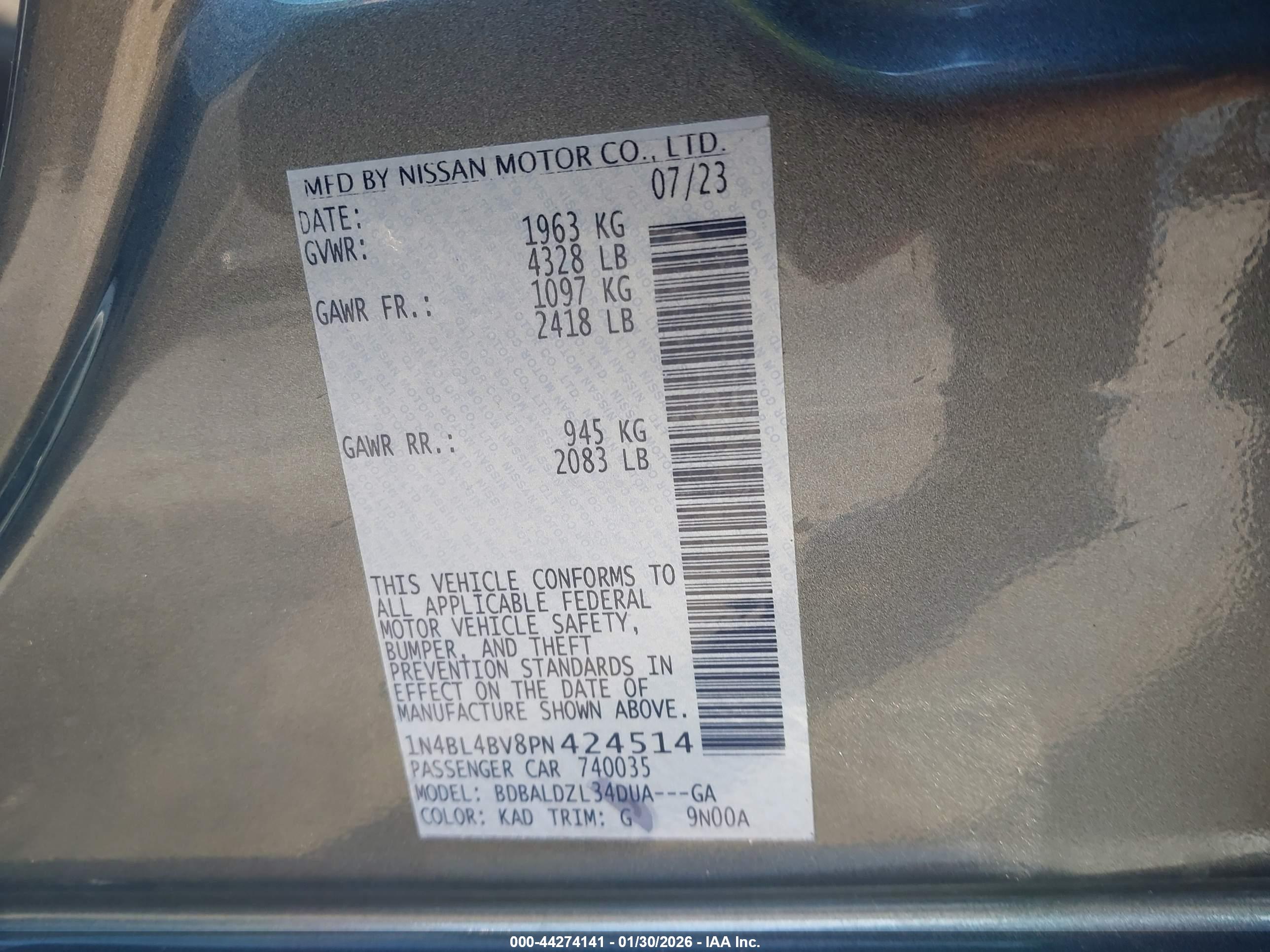 NISSAN ALTIMA image 9
