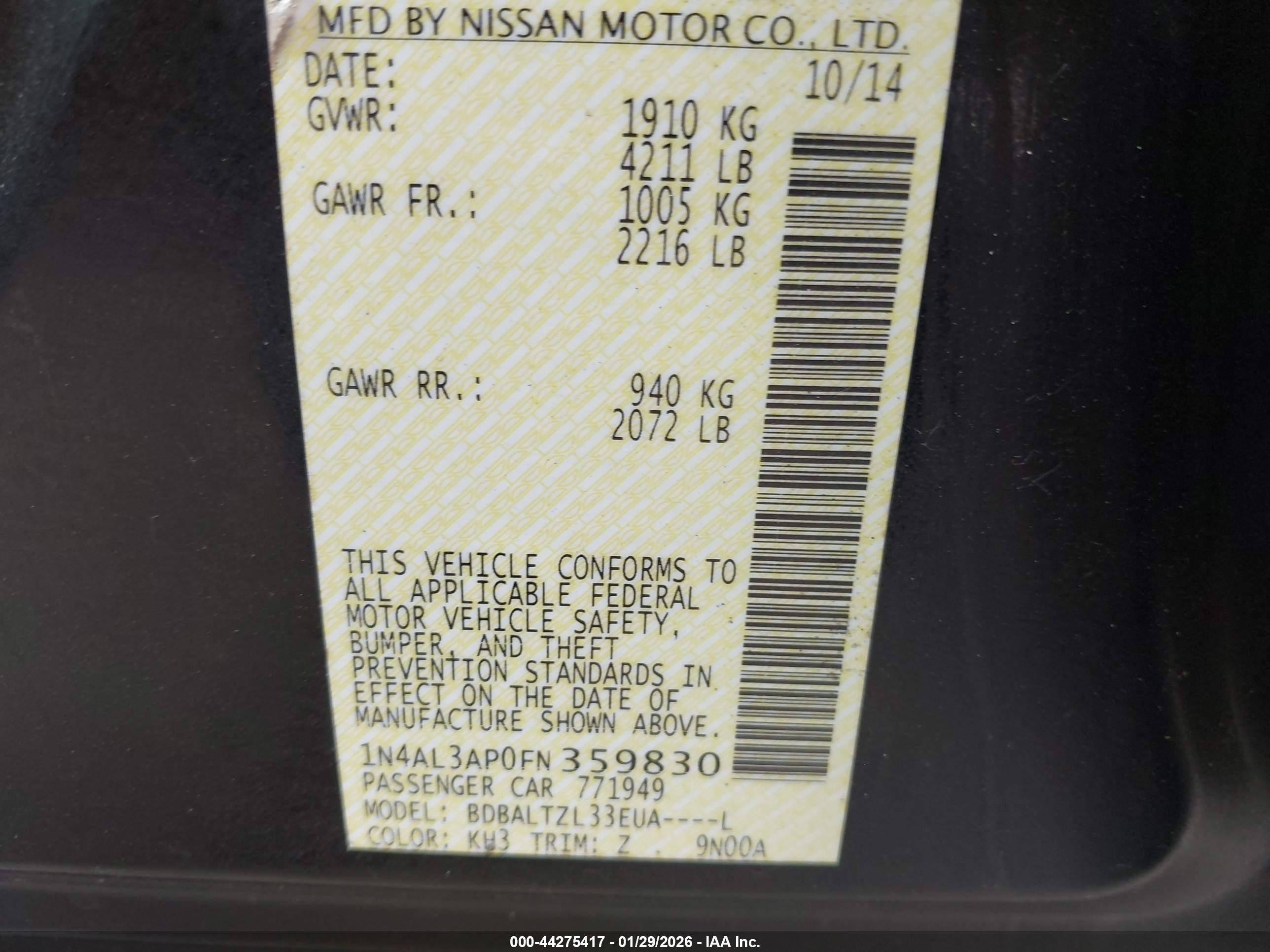 NISSAN ALTIMA image 9