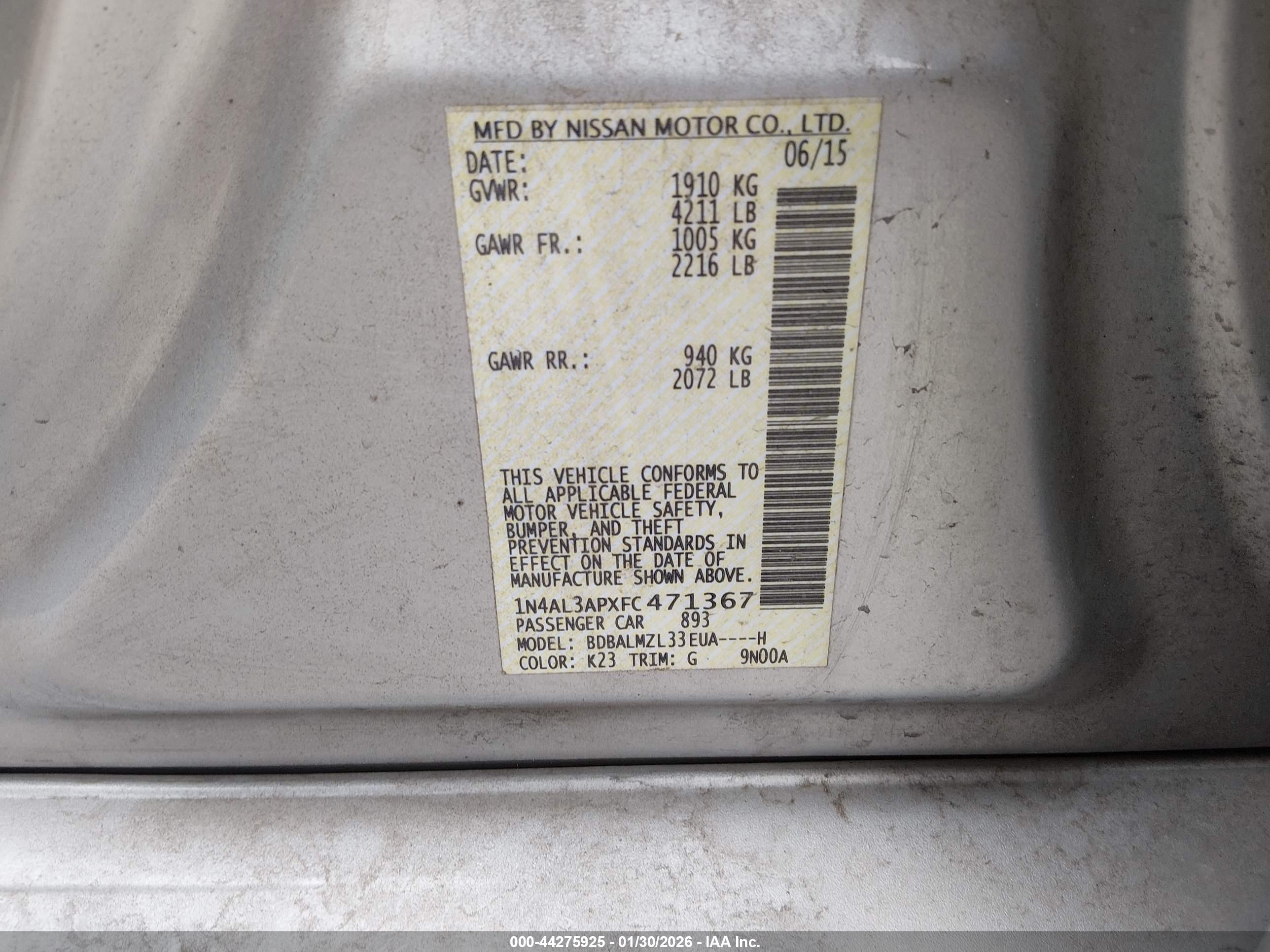 NISSAN ALTIMA image 9